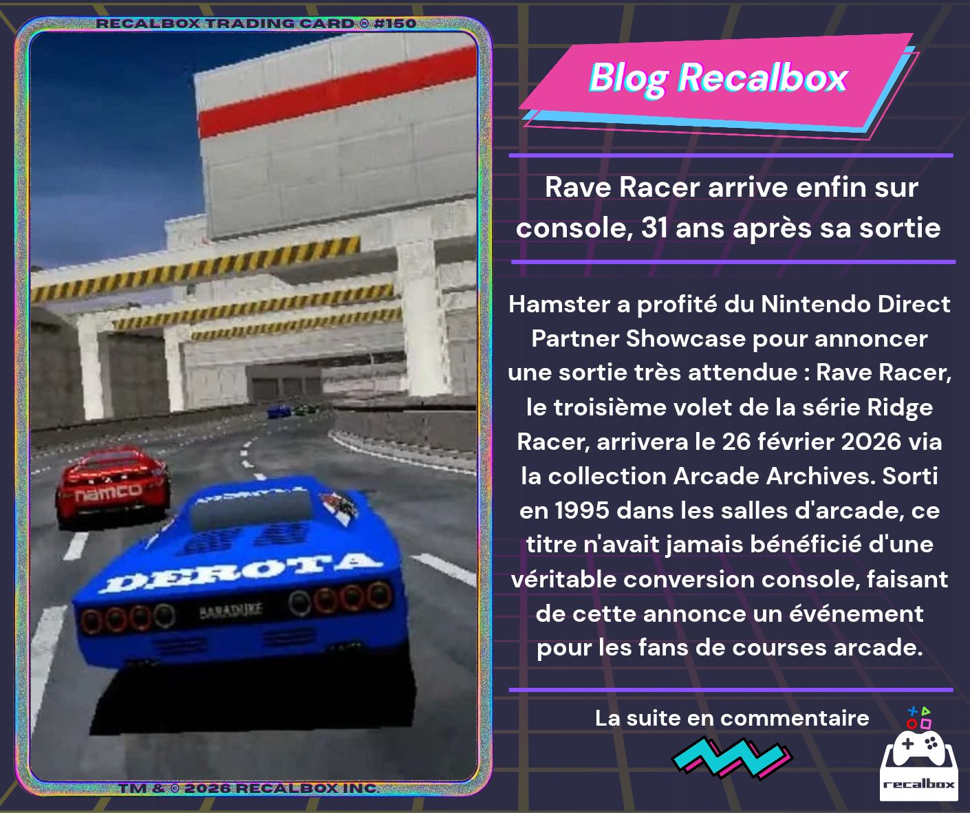 recalbox.fr - Rave Racer arrive enfin sur console, 31 ans après sa ...