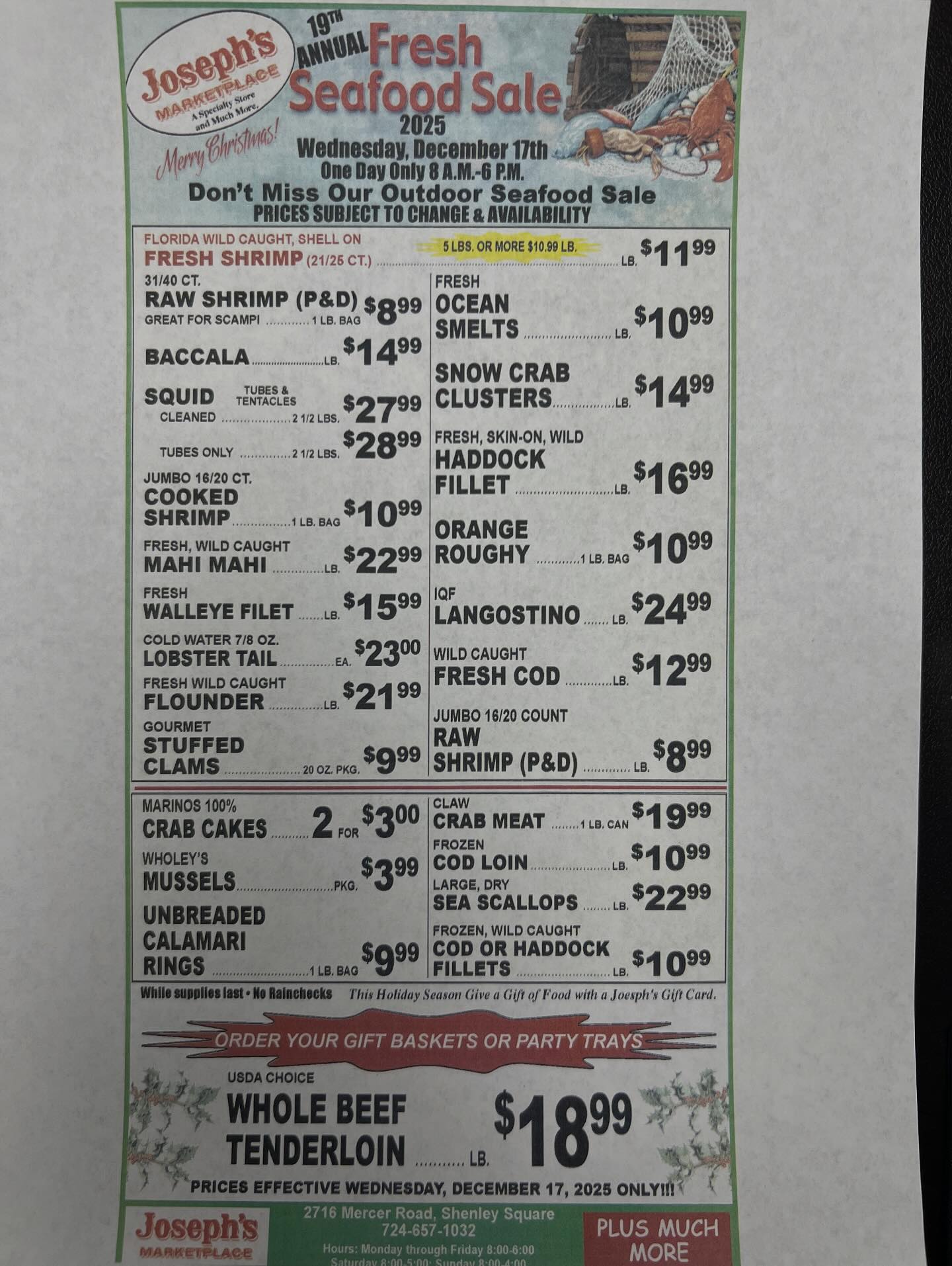 Joseph's - It's hard to believe tomorrow is our 19th Seafood Sale. We ...