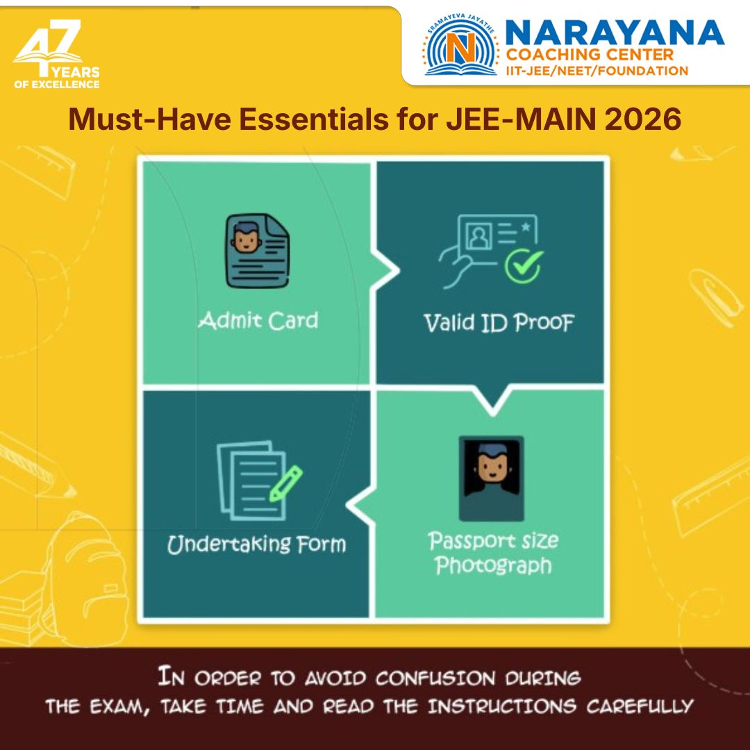 Narayana - 📌 JEE Main 2026 – Exam Day Essentials (Don’t Miss These ...