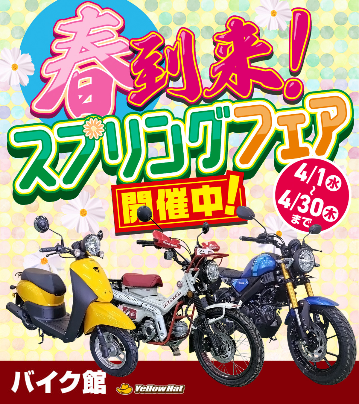 新生活を迎える方のためにスプリングフェアを開催中? バイク館独自の 