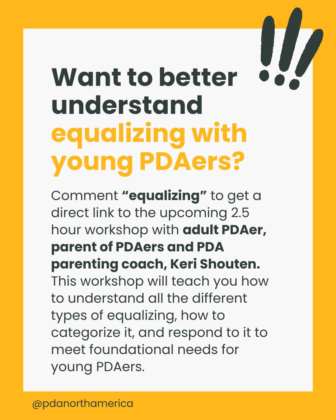 PDA - “In a nutshell PDA equalizing is pushing back against the many ...