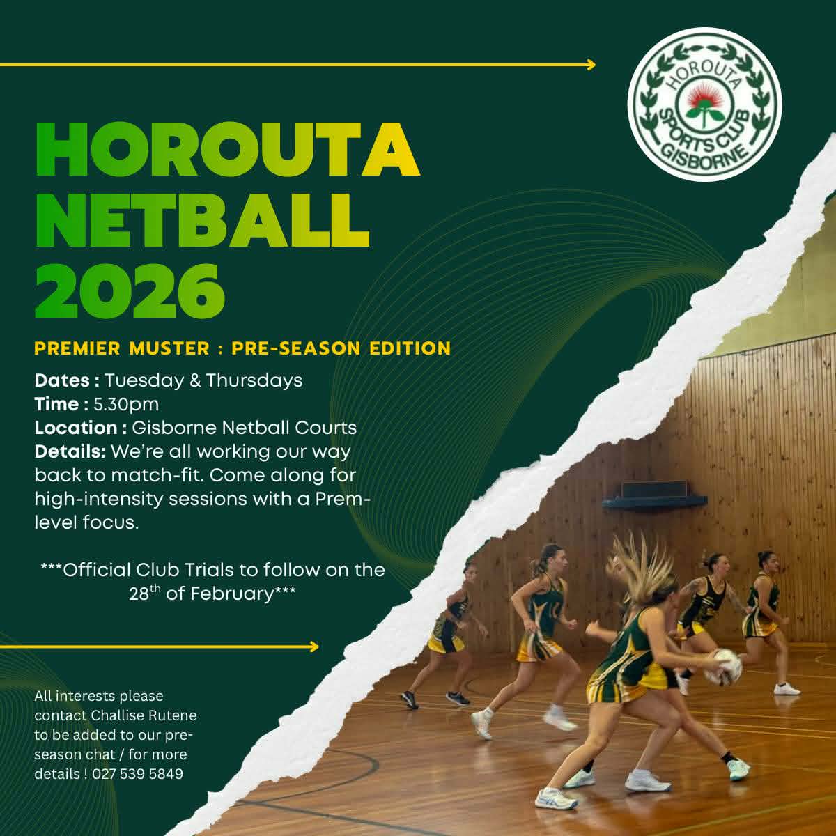 SENIOR CLUB MUSTERS/TRIALS:... - Gisborne Netball Centre | Facebook