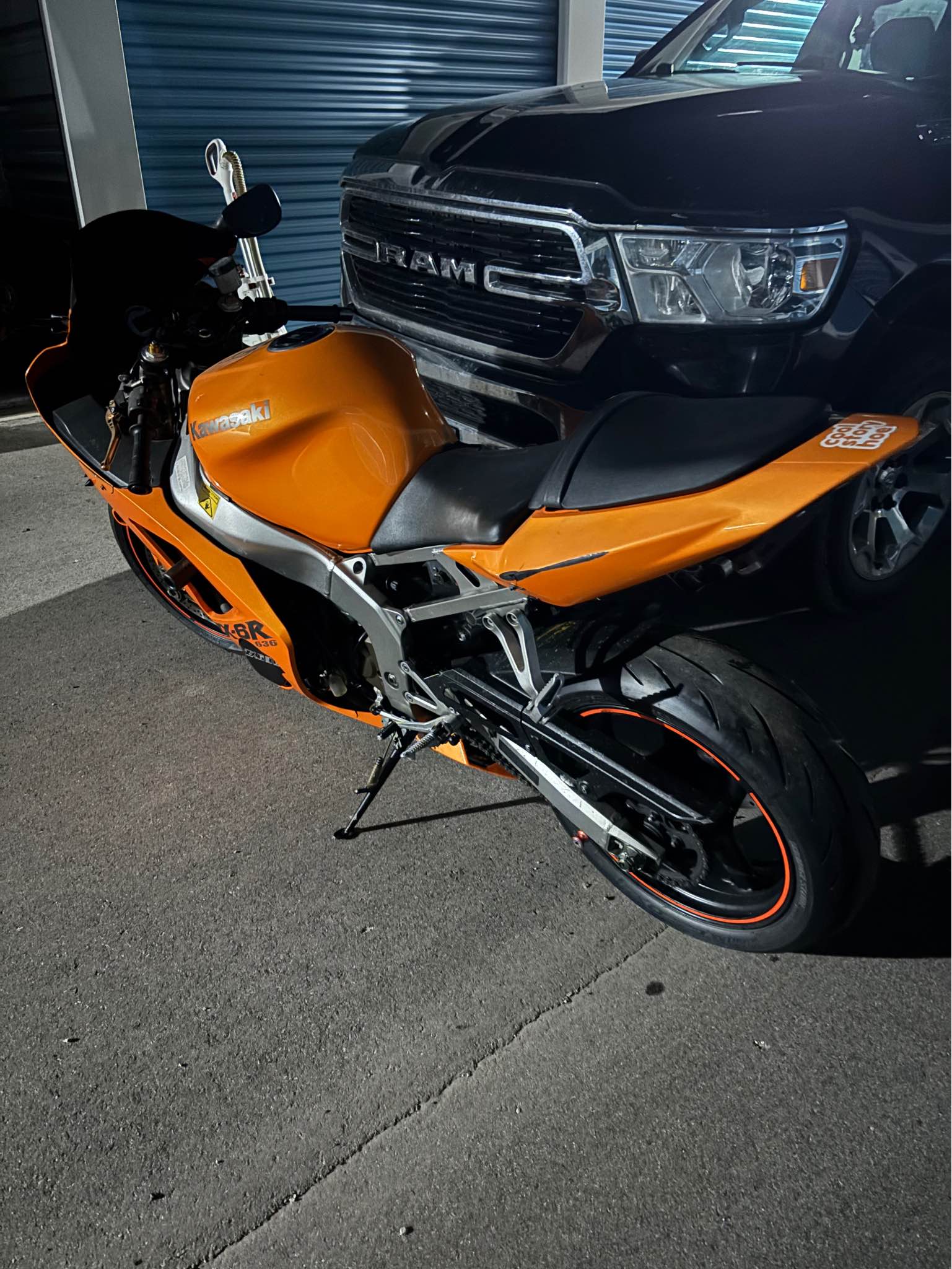 My 03-04 Kawasaki zx-6r with the OEM orange ferrings Don't need to
