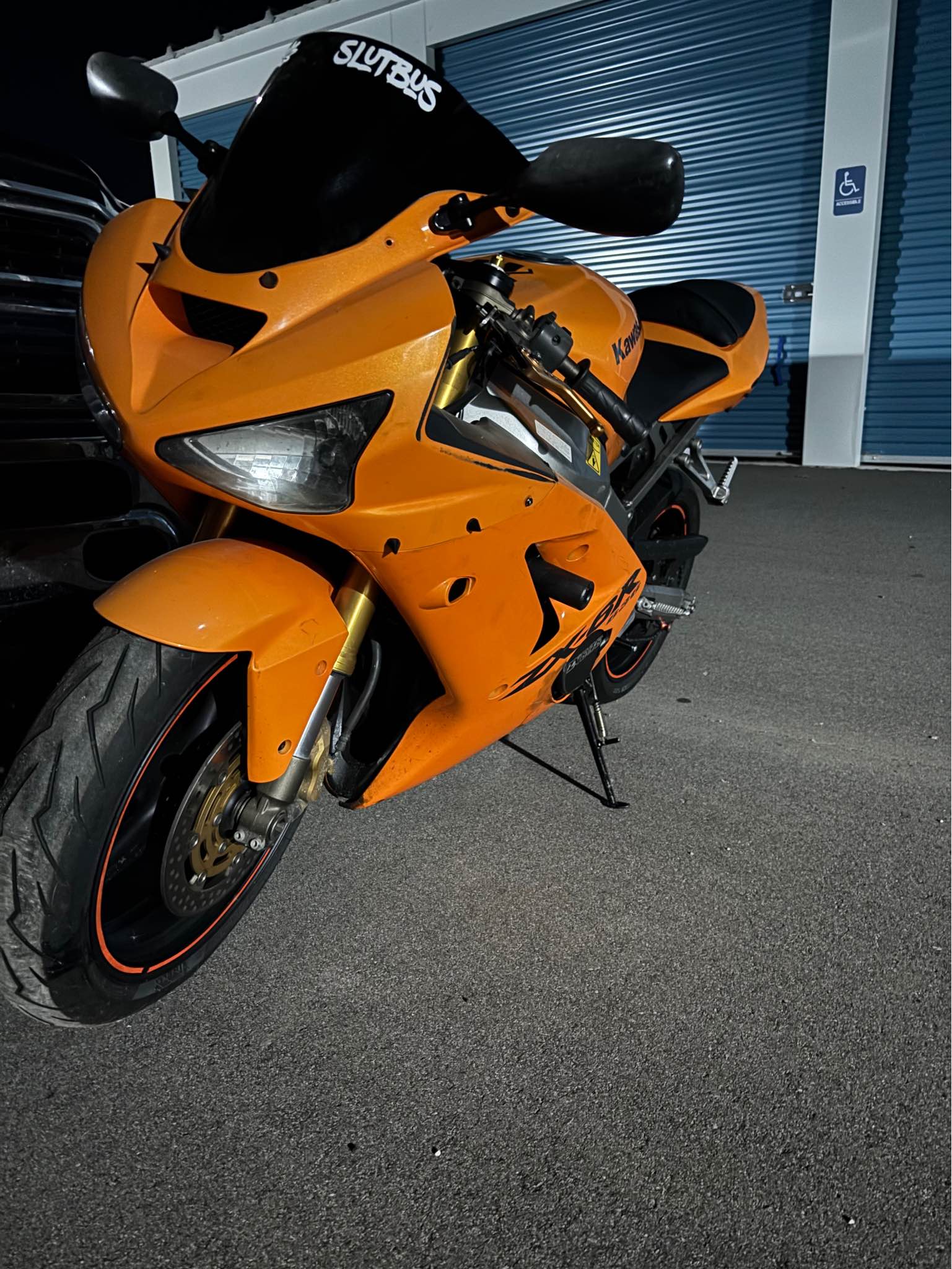 My 03-04 Kawasaki zx-6r with the OEM orange ferrings Don't need to
