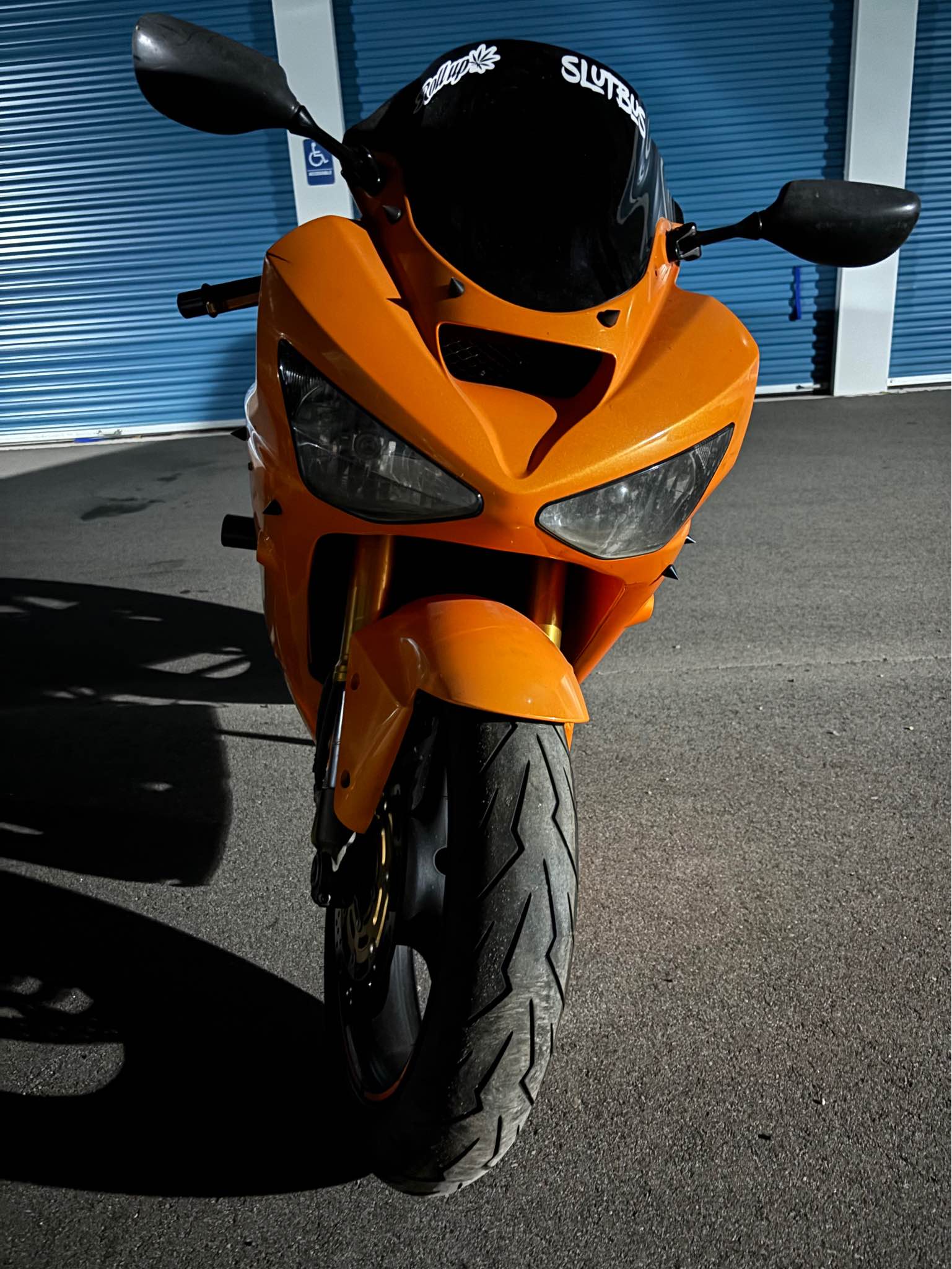 My 03-04 Kawasaki zx-6r with the OEM orange ferrings Don't need to