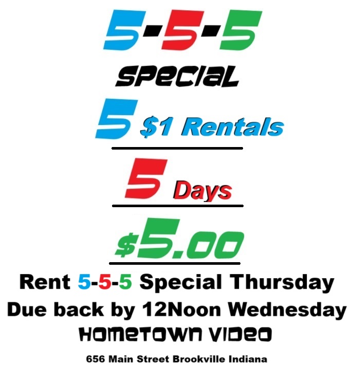 HomeTown - its called 5-5-5 but you get the movies for a Whole Week ...