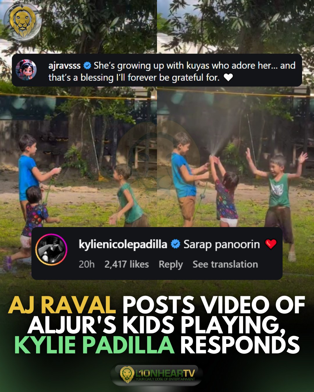 LionhearTV - Aj Raval shares a sweet moment of Aljur’s kids happily ...