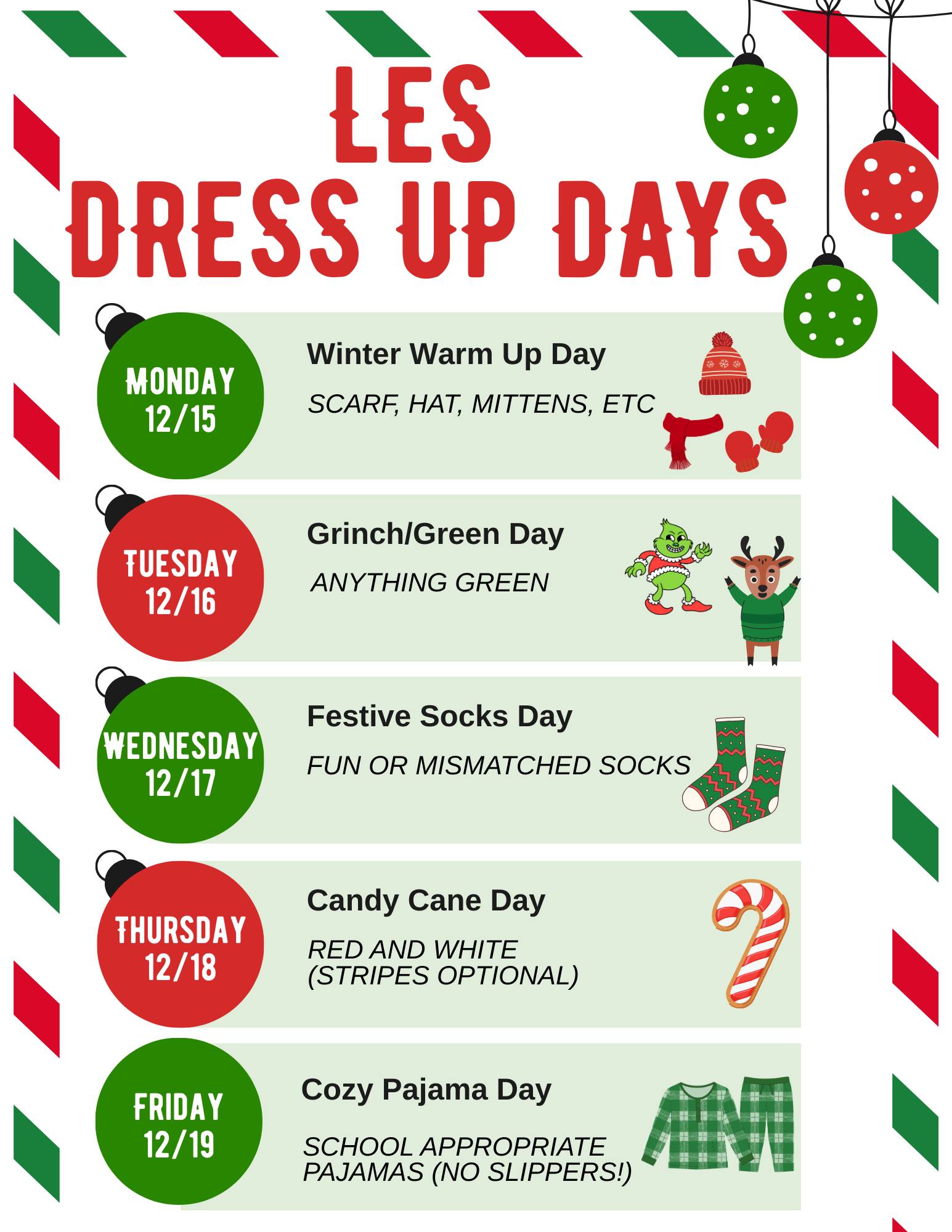 christmas holiday dress up days We're wrapping this season in style! Here are the dress-up for participating schools. ❤️🎄#teamlaurens #schoolspirit #holidayseason # dressupdays #falcons #raiders #thecountdownbegins #growinggreatstudents #laurenscountyschools christmas dress up days for work