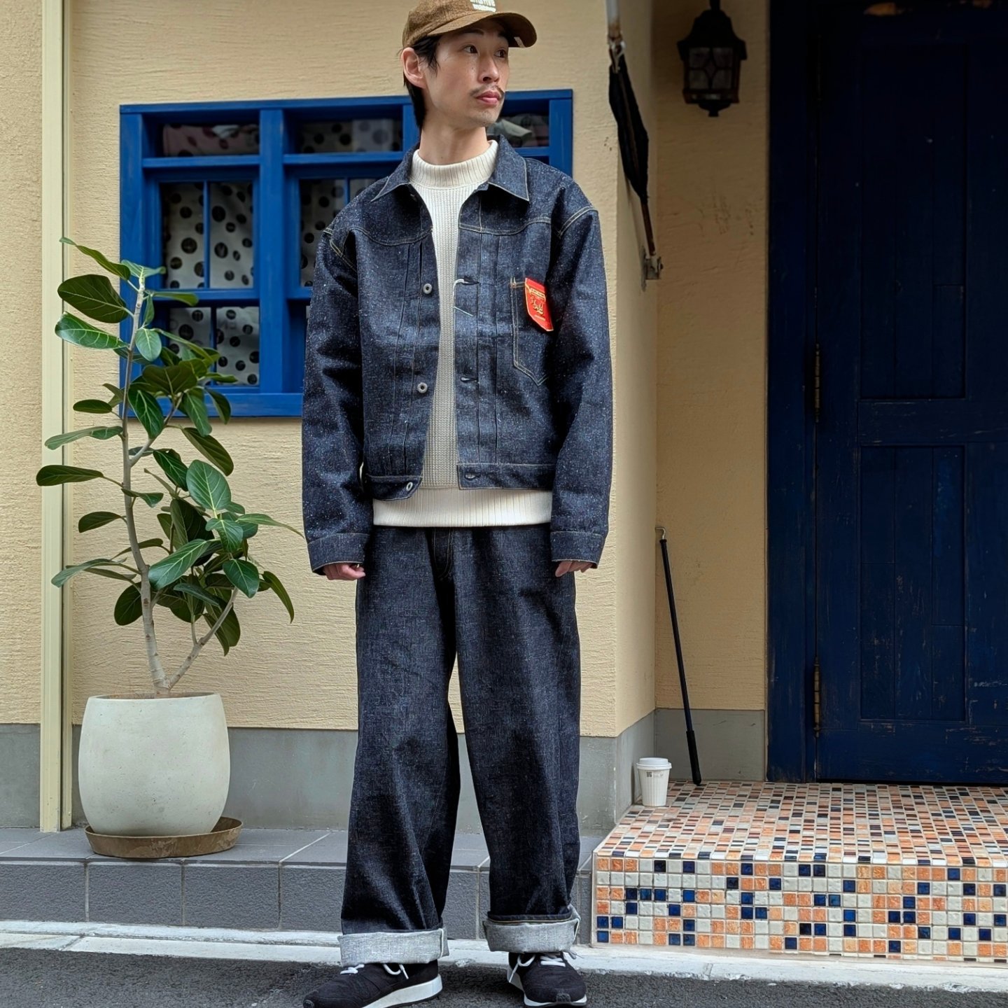 GOLD】 : ”WWII MODEL - RAW DENIM” : RECYCLED WASTE SUVIN COTTON 