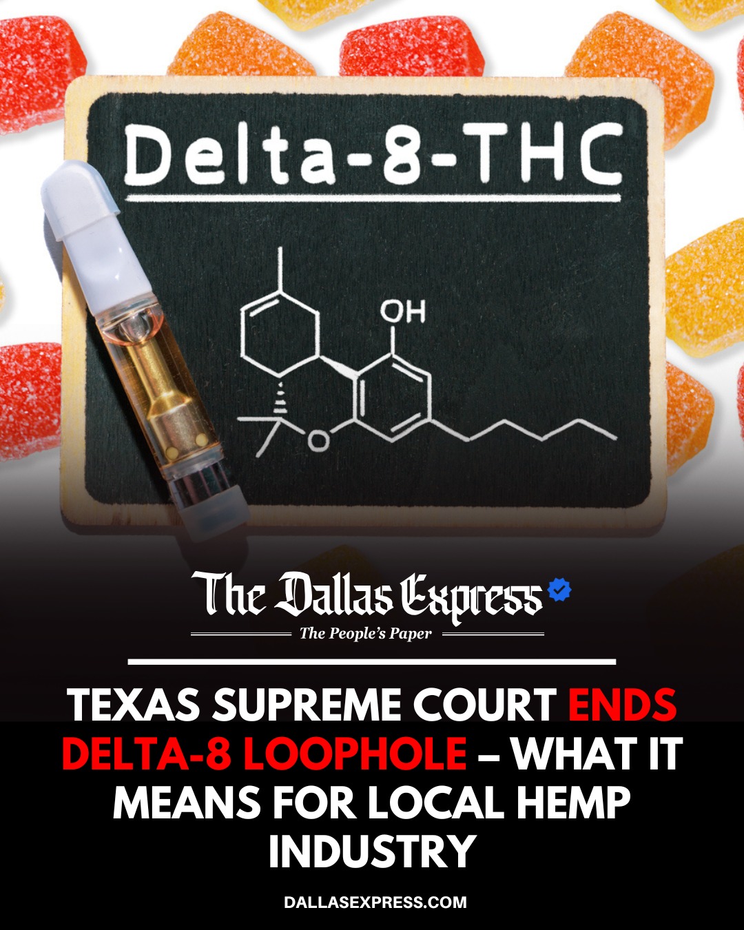 The Texas Supreme Court ruled Friday that state regulators may criminalize  Delta-8 THC — a significant blow to an industry fighting for its survival.  bit.ly/4tdL7KV