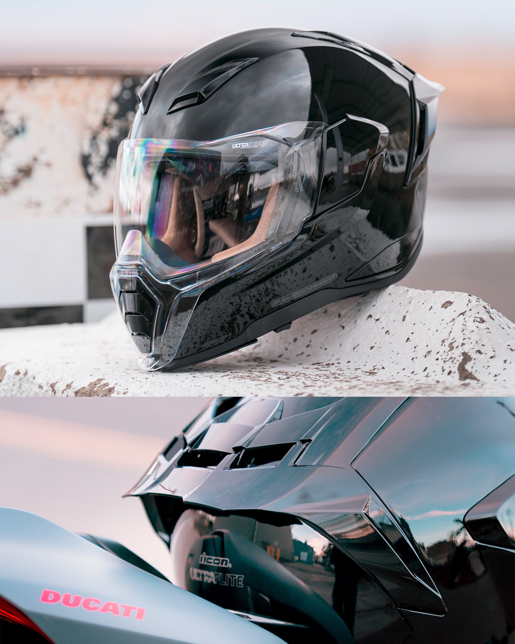 can you use icon face shield with other helmets PSLER IC-06 visor- Airflite Motorcycle Helmet Visor Accessories Replacement for Icon Airflite IC-06,Clear : Automotive up chin bar with an easy Engineered to survive the street.