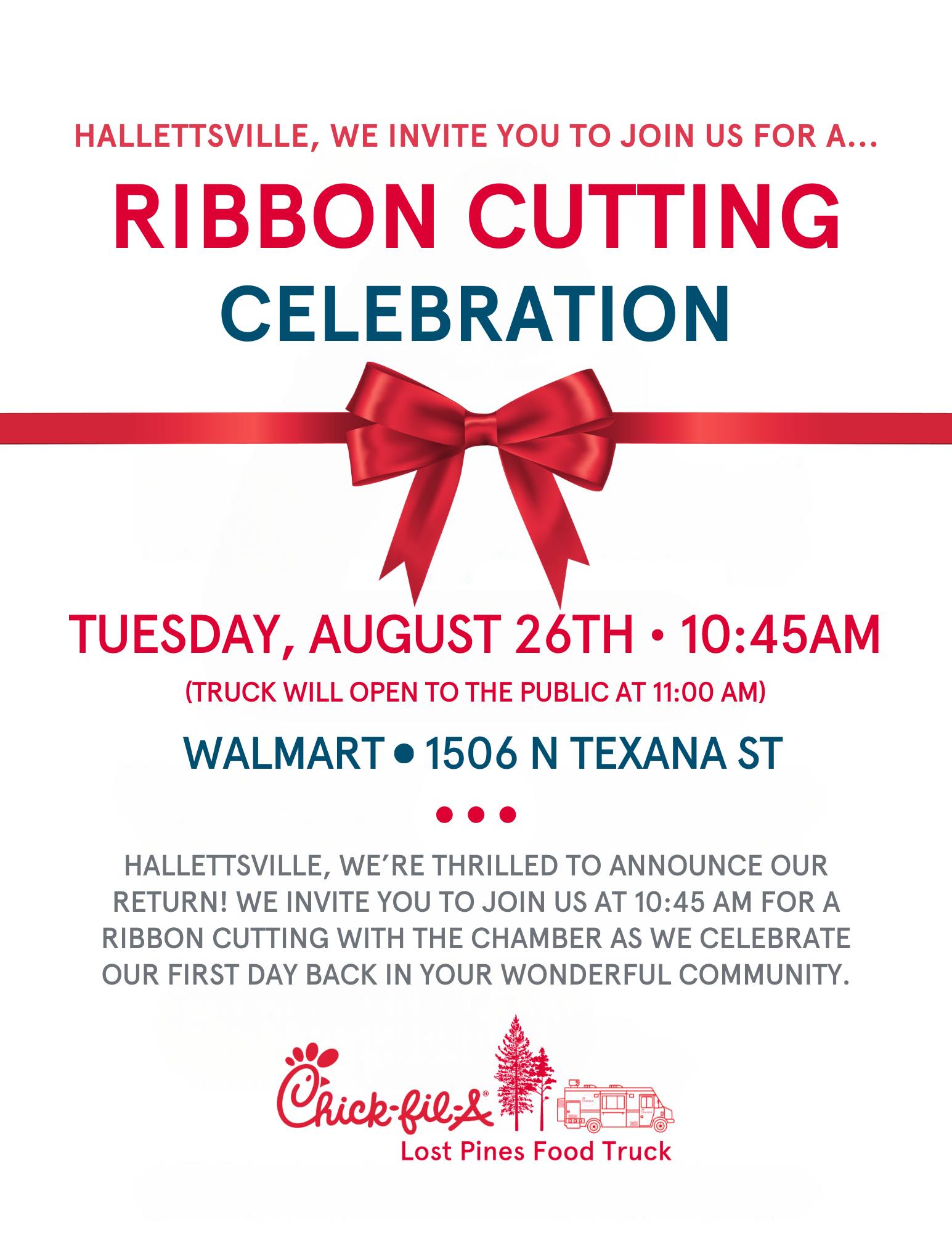 Chick-fil-A Lost Pines Food Truck Ribbon Cutting: Hallettsville