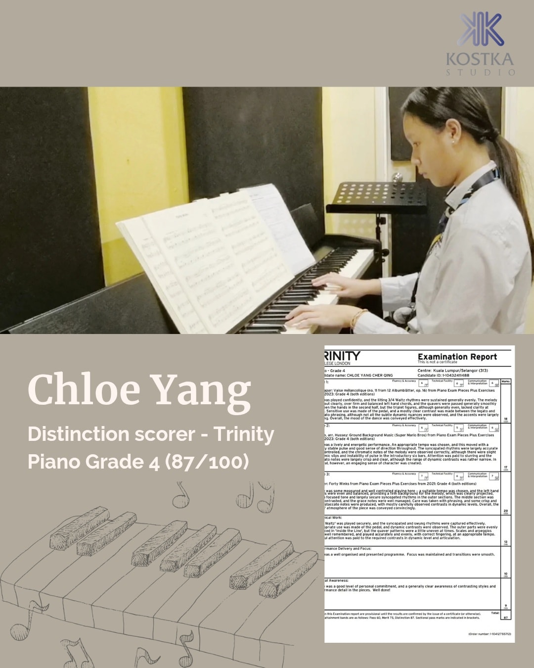 Kostka - Congratulations to Chloe Yang for achieving Distinction in the ...
