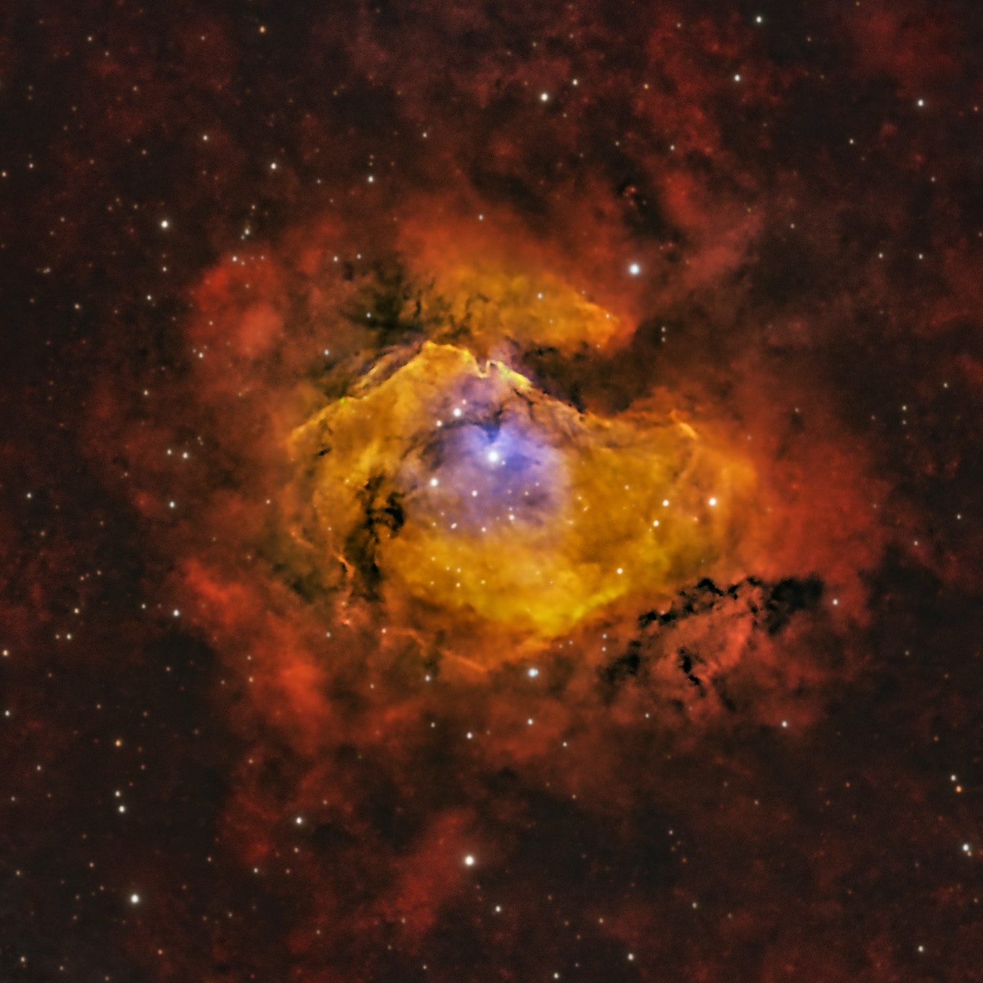 RCW 71 (Gum 46) nebula in LRGBHOS colors by Zaytsev and Hanson