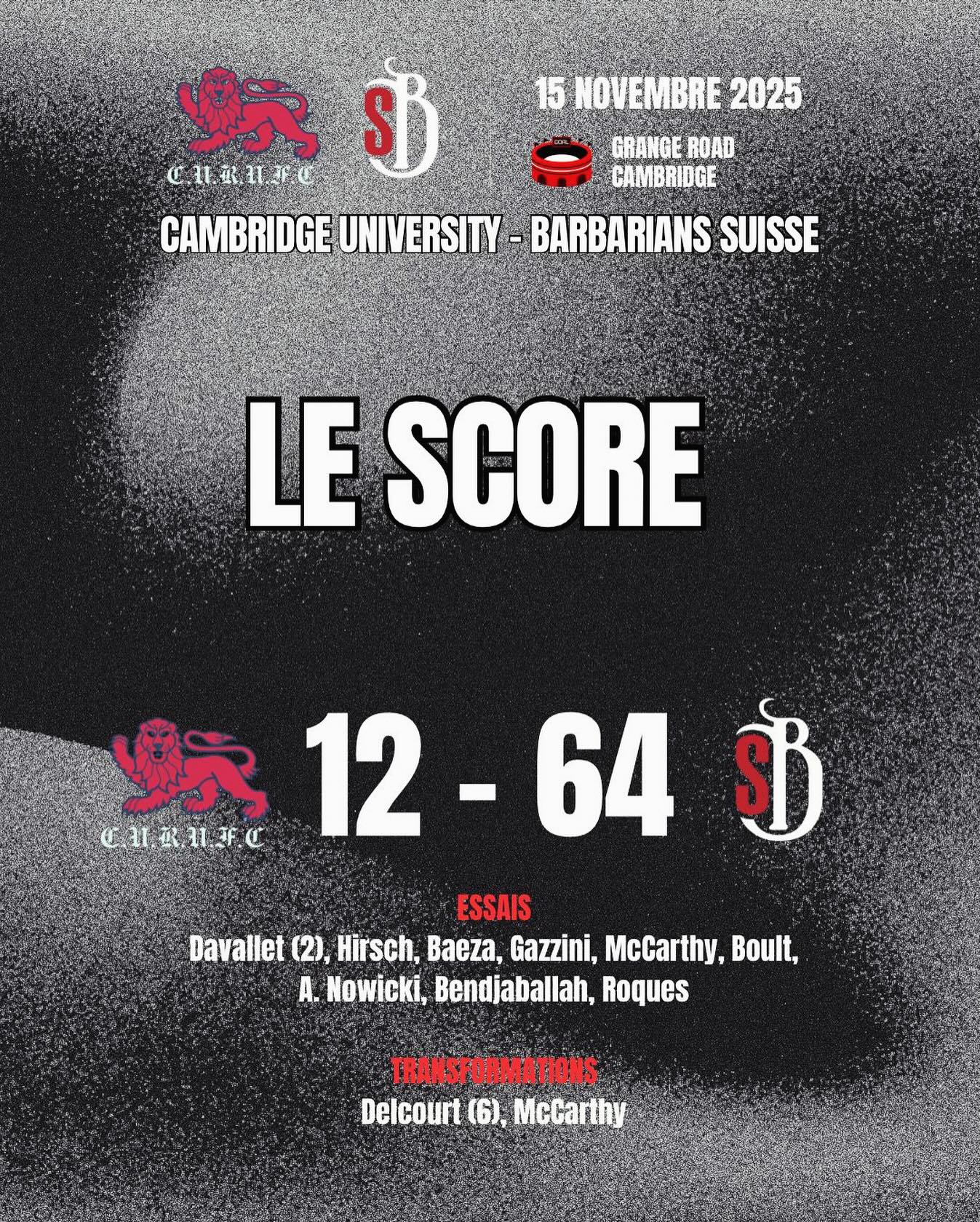 Barbarian Suisse Rugby Club - Ils seront tous sur le terrain demain à ...