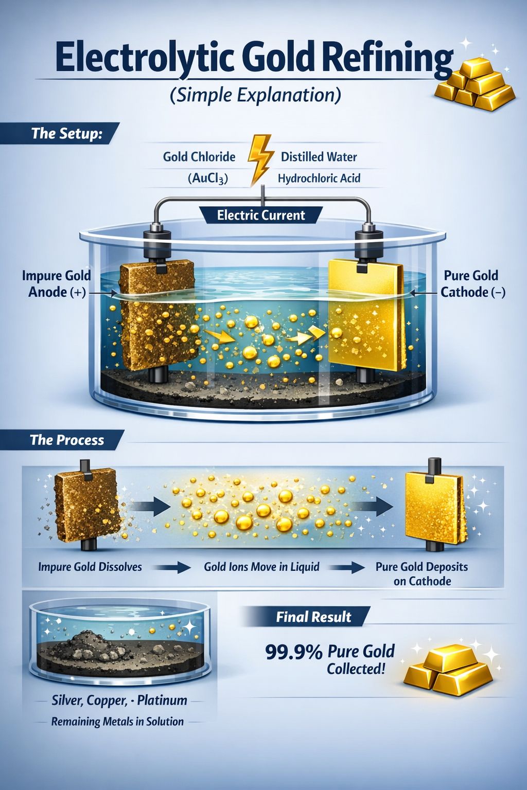 Hassan - Electrolytic Gold Refining (Simple Explanation) Imagine you ...