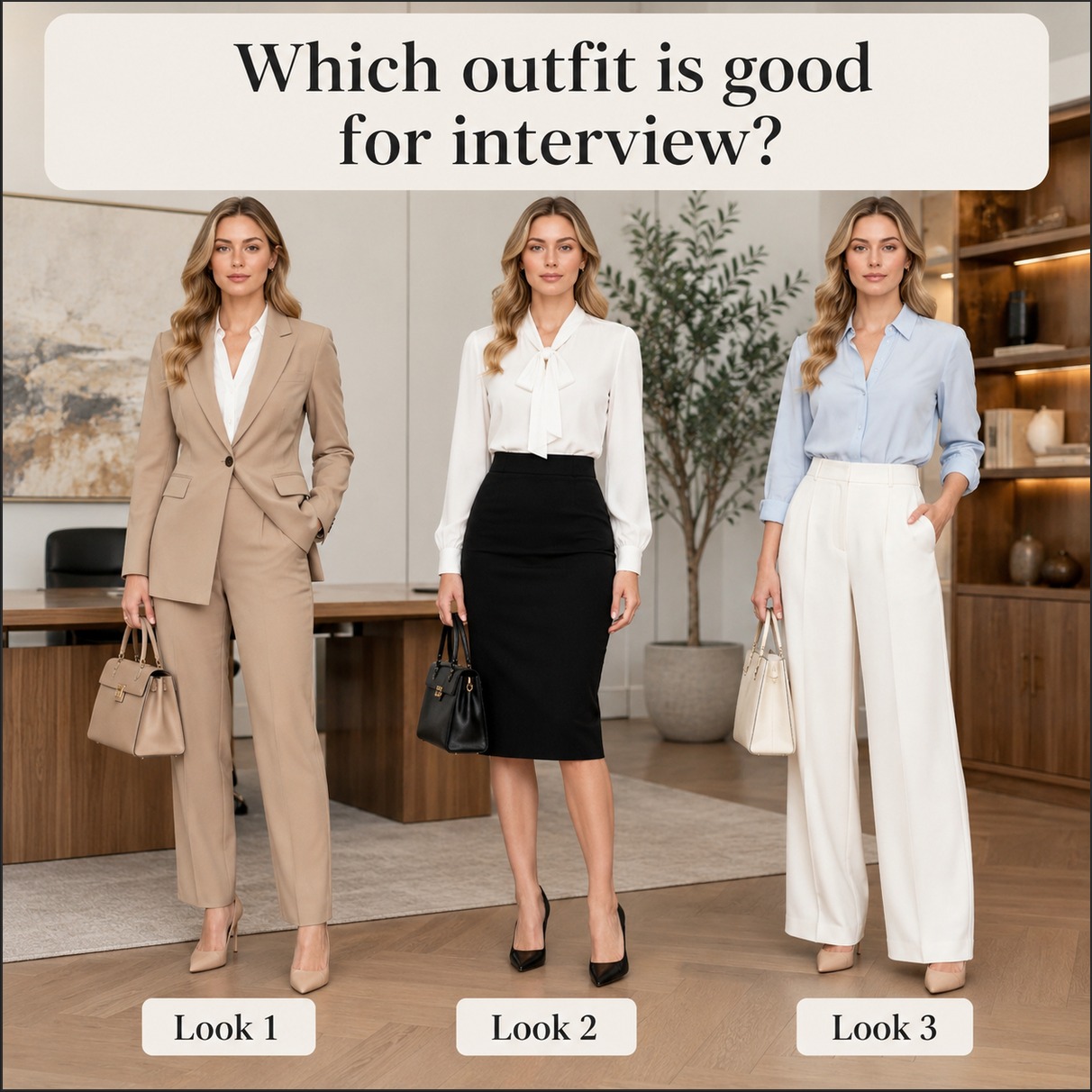 👔 First impressions matter! Which interview outfit would you choose? ✨ From classic power suits to elegant business-casual looks, the right outfit can boost confidence and help you make a lasting impression