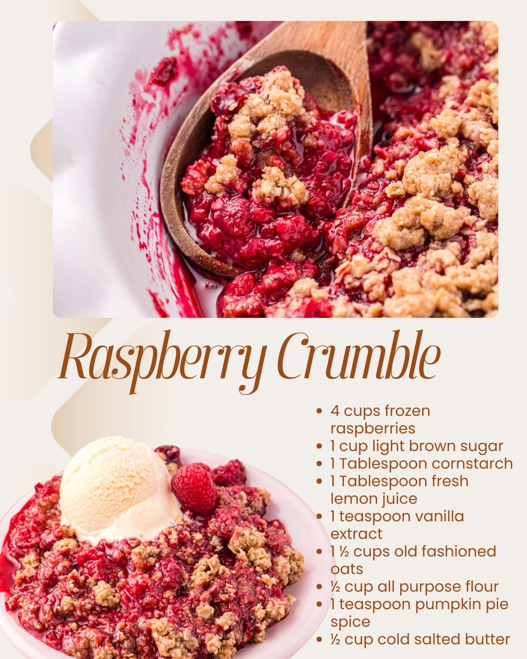 Julie's - Raspberry Crumble - Recipe in C.O.M.M.E.N.T.S. ⬇️⬇️⬇️ 🥄4 cups ...