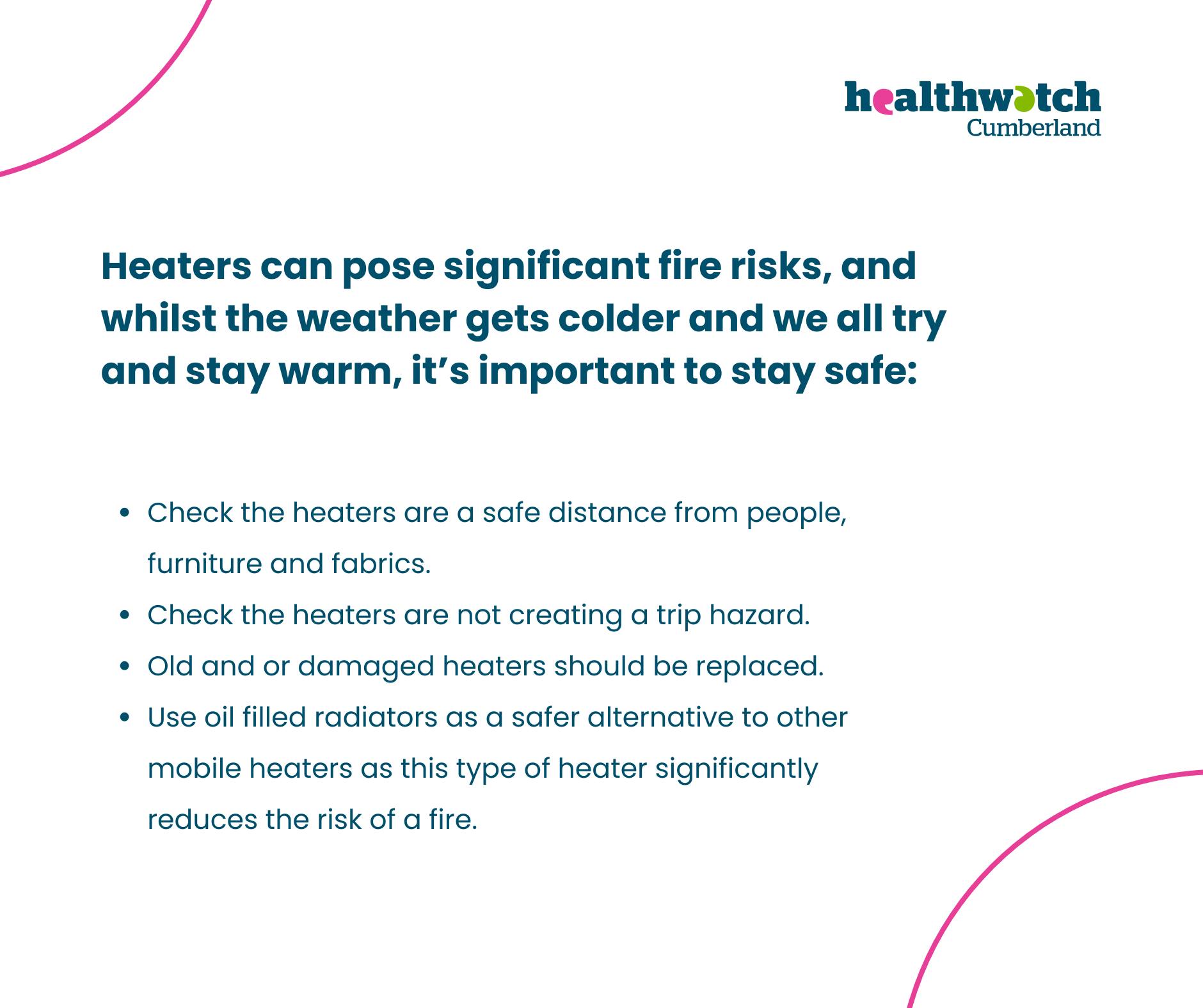 Electric heaters can be a fire... - Healthwatch Cumberland | Facebook