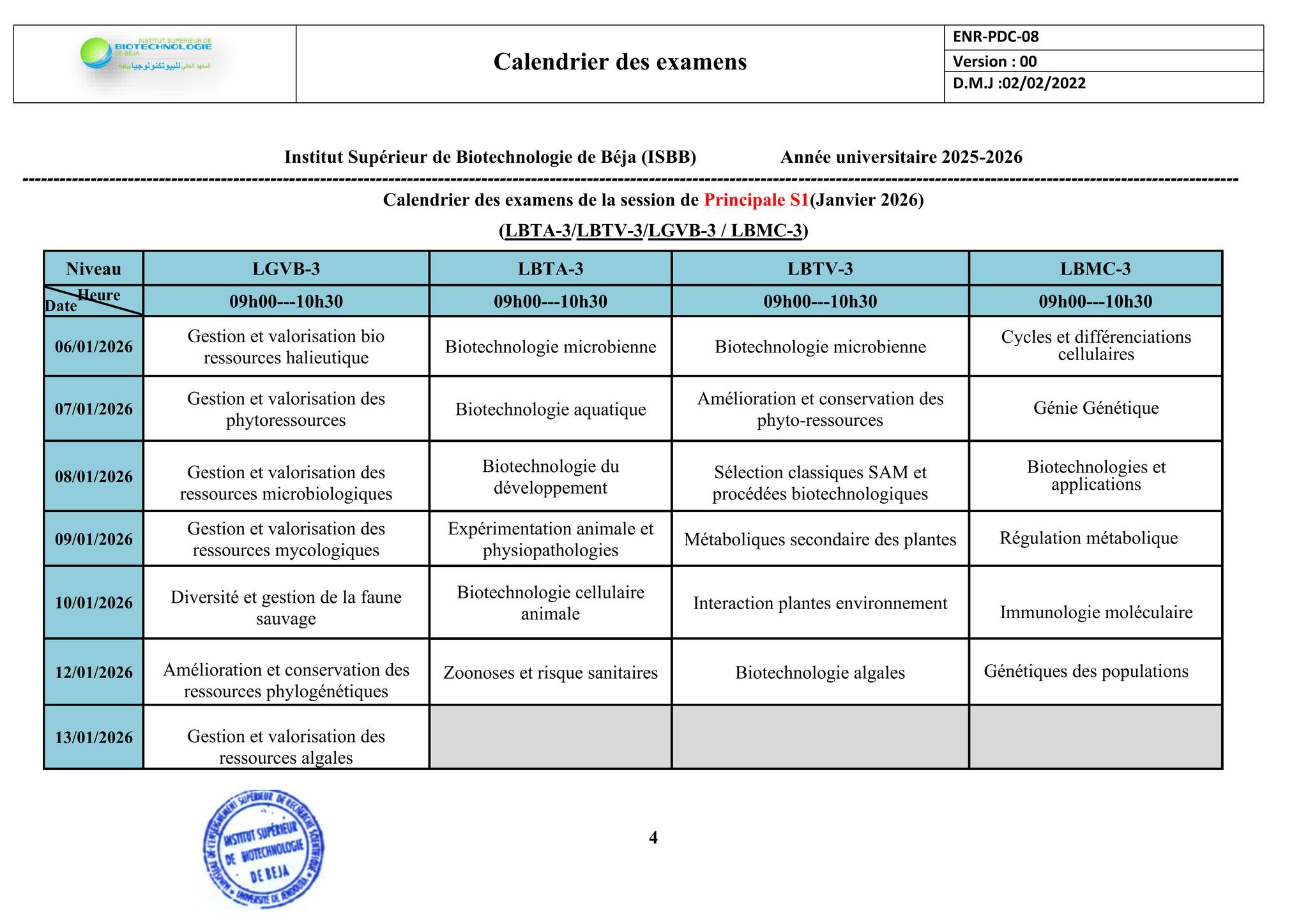 Institut Supérieur de Biotechnologie de Béja (Page officielle) | Béja