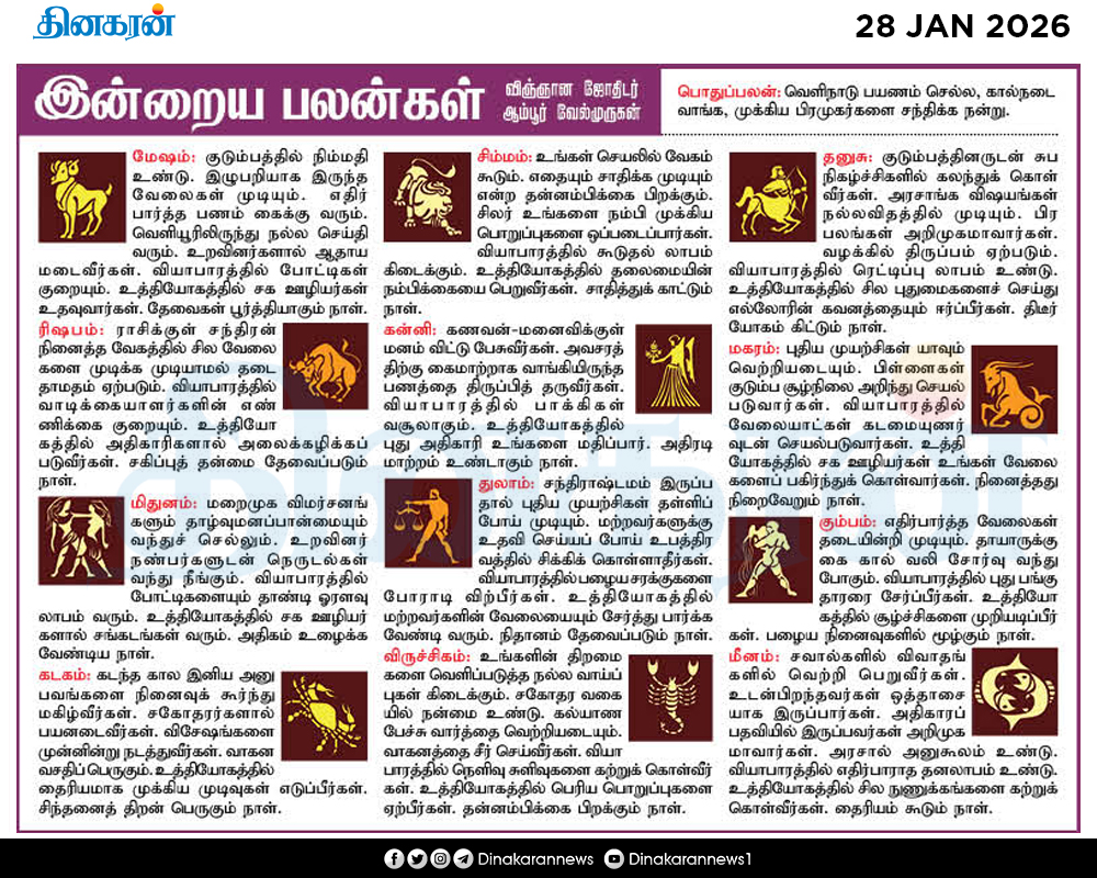 dinakaran - இன்றைய ராசிபலன் !! https://astrology.dinakaran.com/ | Facebook