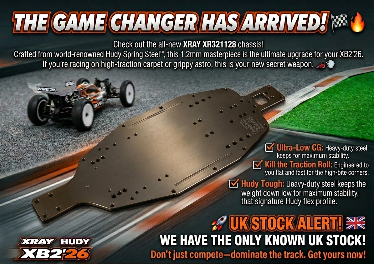 New XRAY XB4'26 Chassis 1.2mm - Hudy Spring Steel™ • Generates