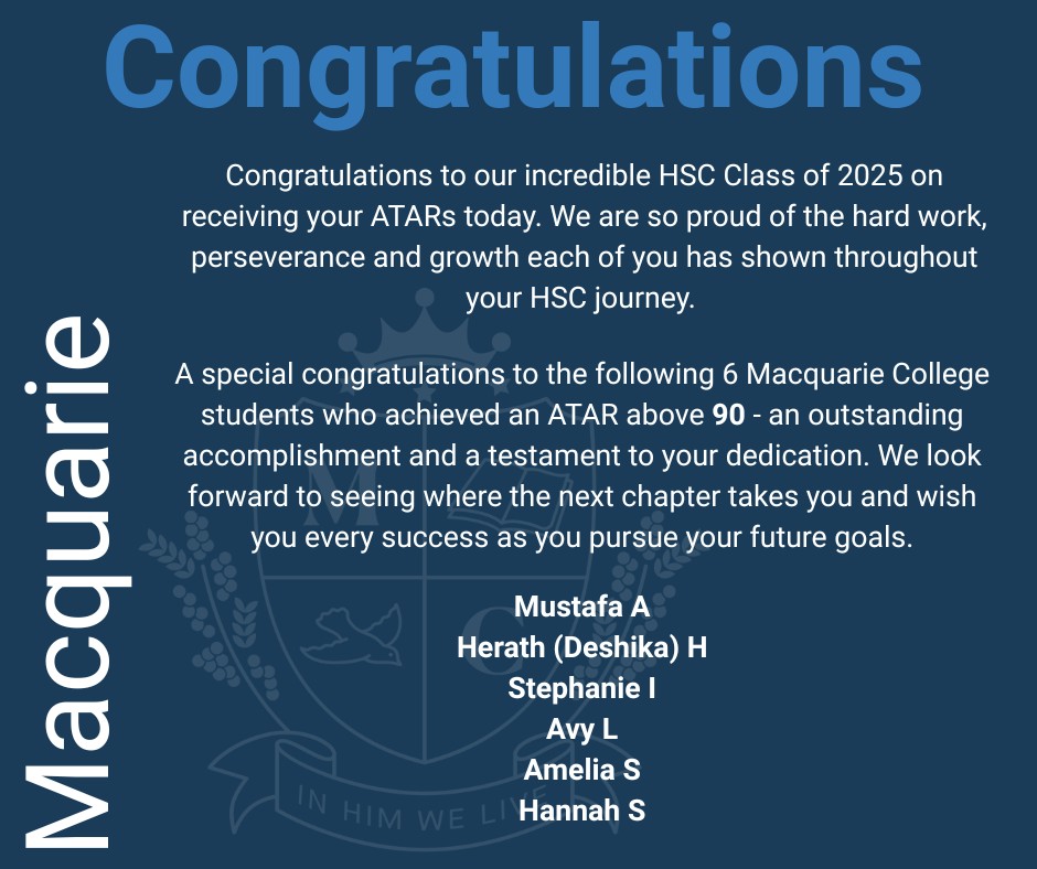 Macquarie - HSC - 2025 Congratulations to our incredible HSC Class of ...