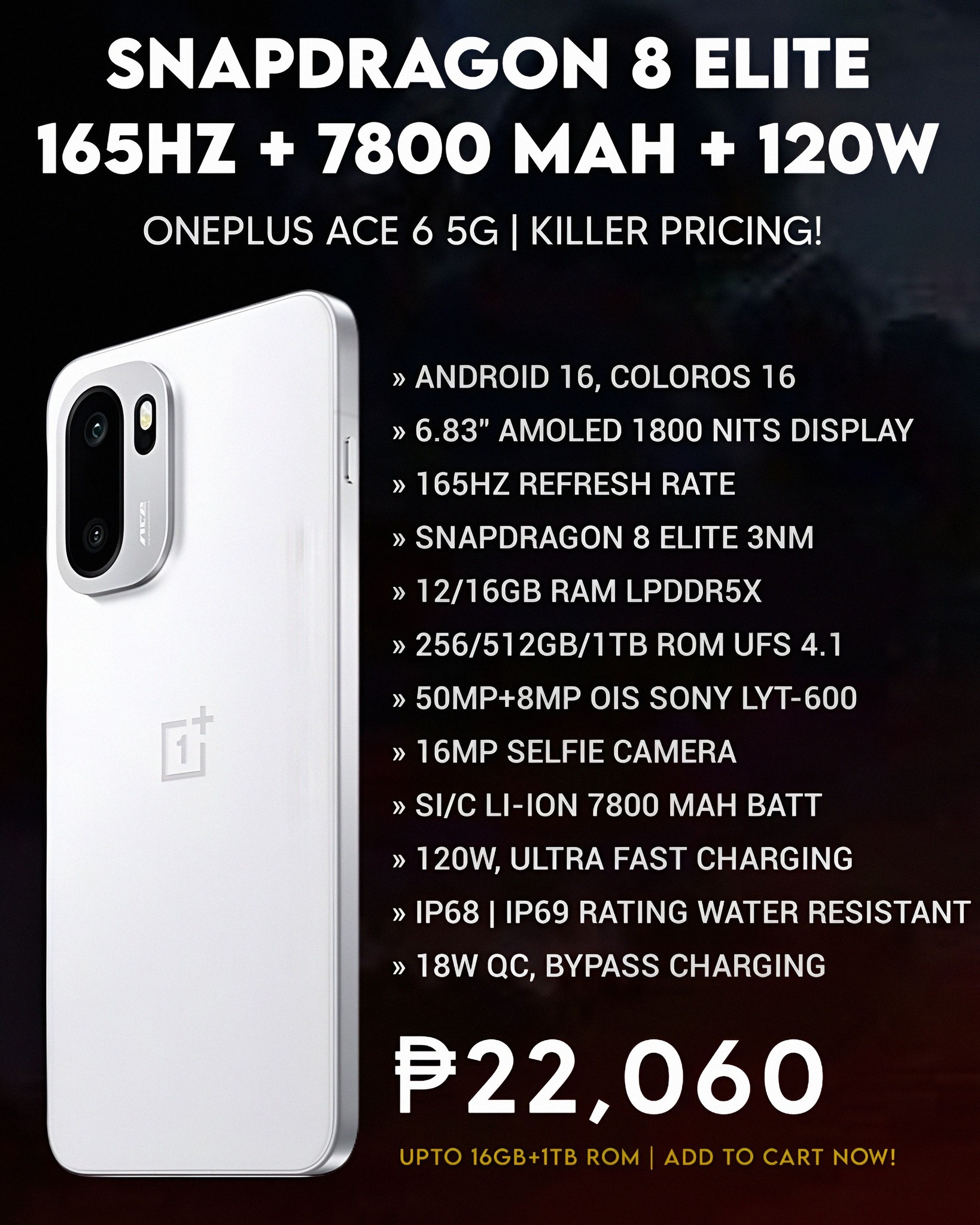 Killer Pricing, Oneplus Ace 6 5G ?? Gethere: https://s.lazada 