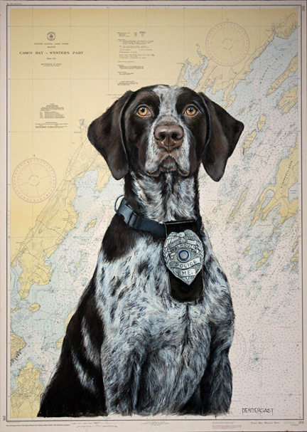 Painting of retired Falmouth police canine Greta