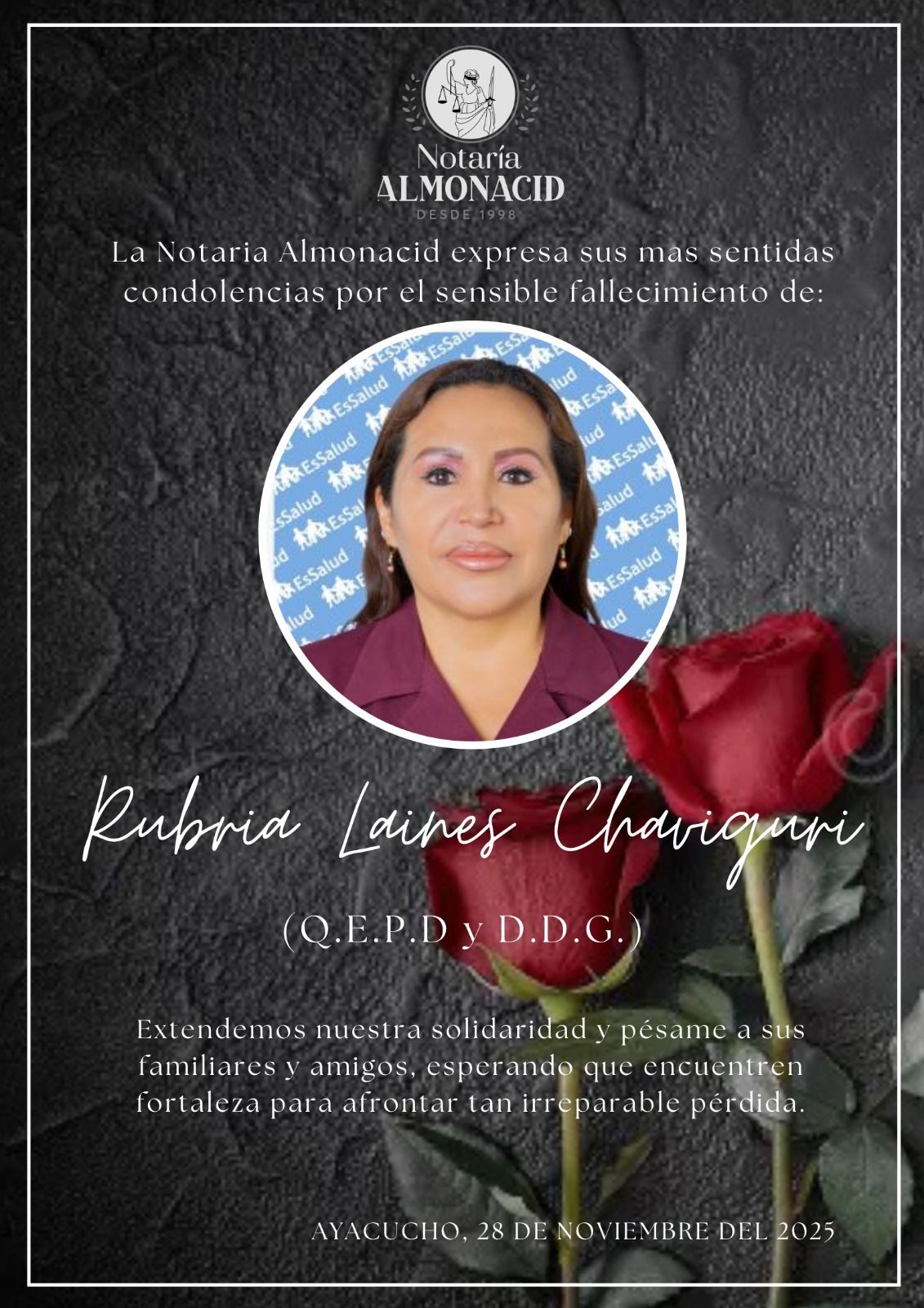 Notaria - Con profundo dolor, la familia notarial expresa nuestras más ...