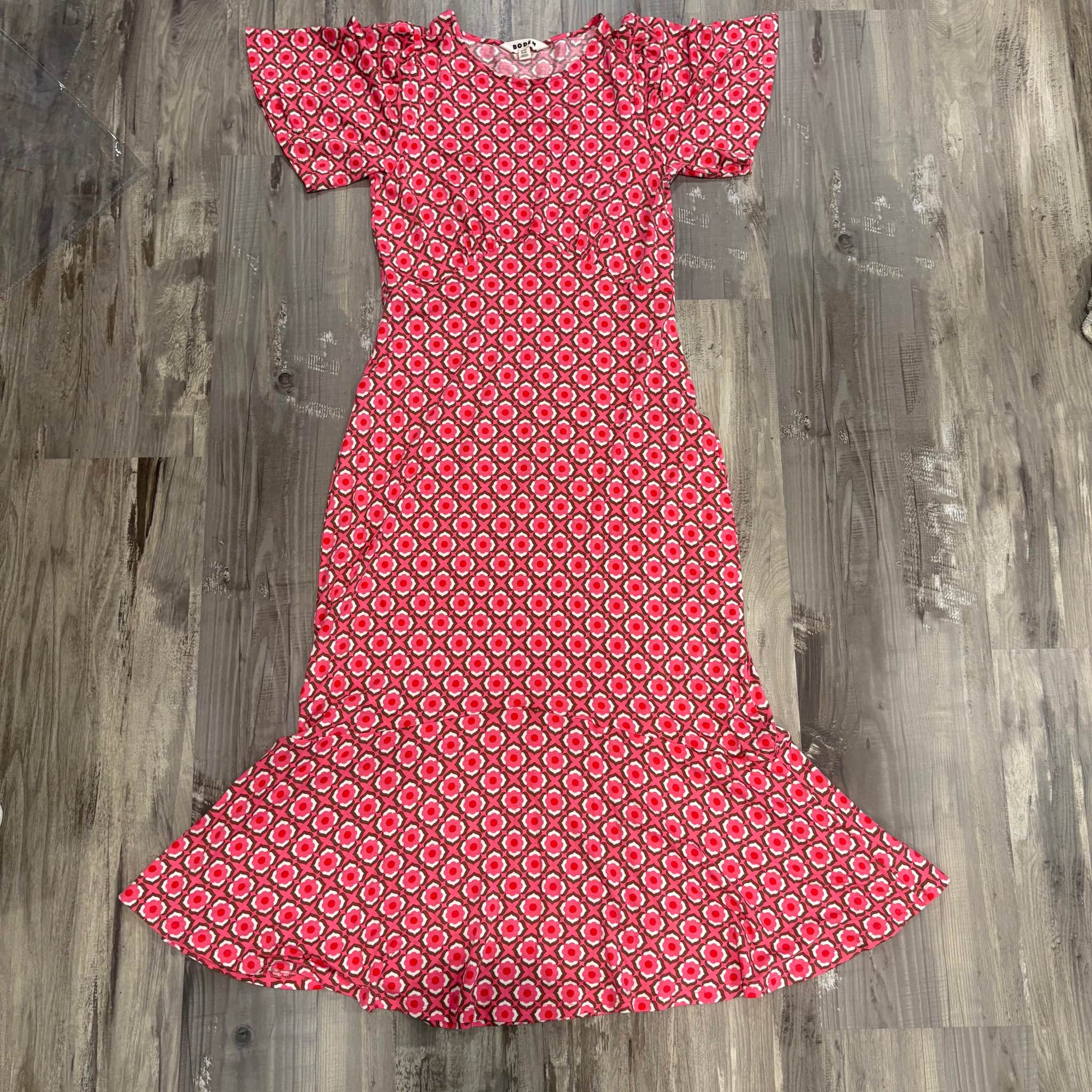felicity jersey midi tea dress Boden Pink Vibrant Geometric SZ 6R Department_Fashion Fabrics