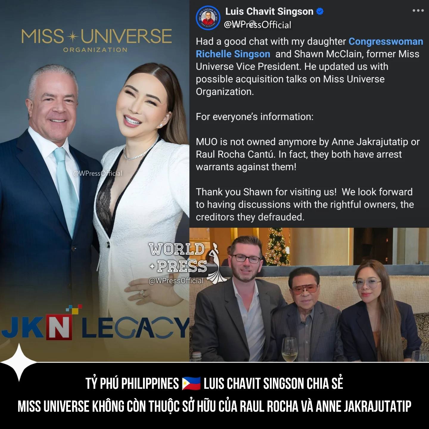World - Tỷ phú Philippines 🇵🇭 Luis Chavit Singson chia sẻ Miss Universe ...
