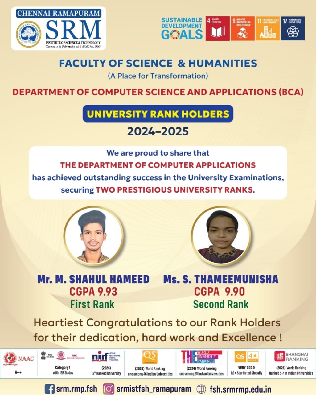 🎓 Congratulations... - Srmist Ramapuram Science & Humanities | Facebook