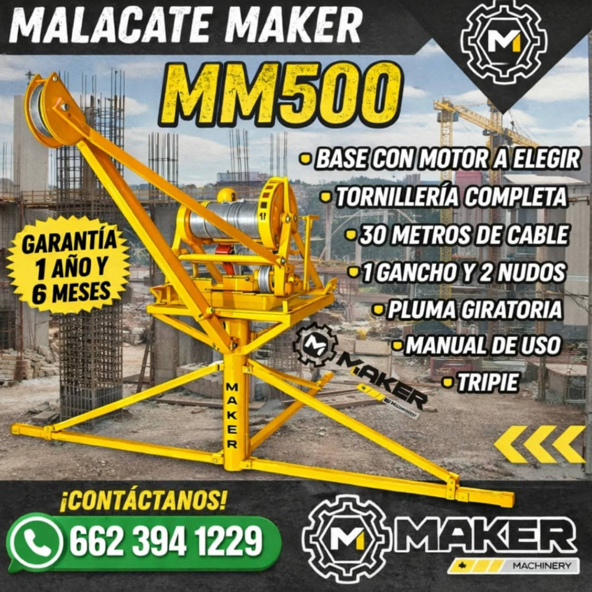 Maker Machinery - ⚙️ Malacate MAKER 500 kg Con motor Honda... | Facebook