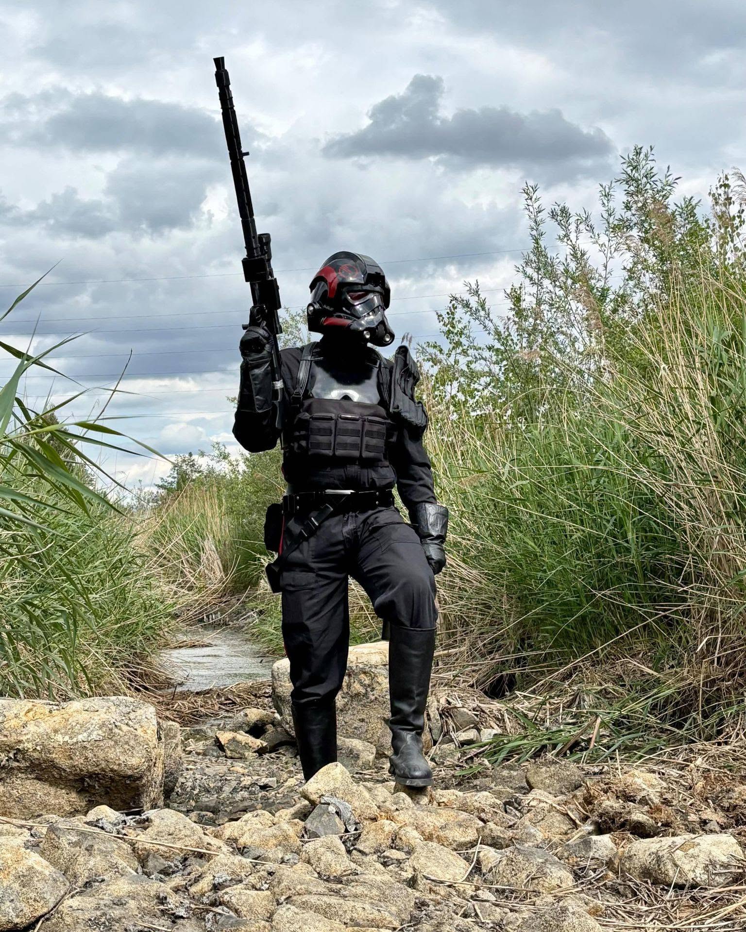 Deadly accurate with his DLT-19X targeting blaster. Trick shots