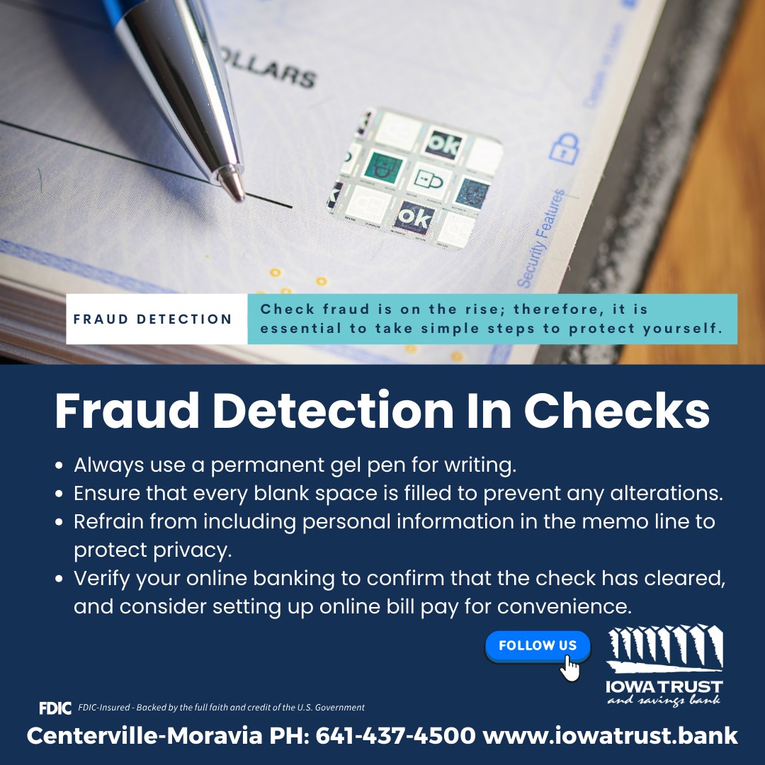 Fraud Friday Alert - 🚧 Check... - Iowa Trust and Savings Bank | Facebook