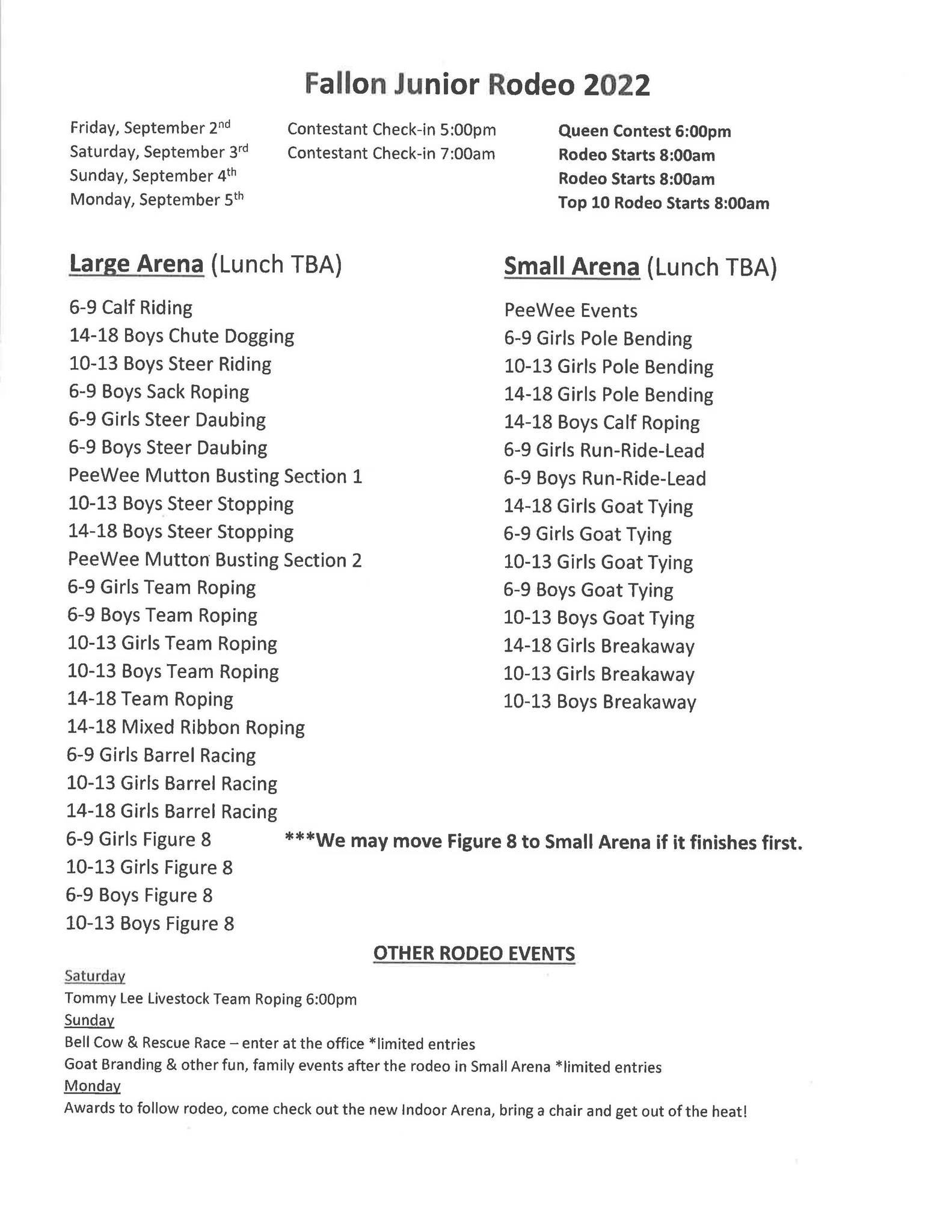 Short Go Day Sheets! Good luck to... - Fallon Junior Rodeo | Facebook