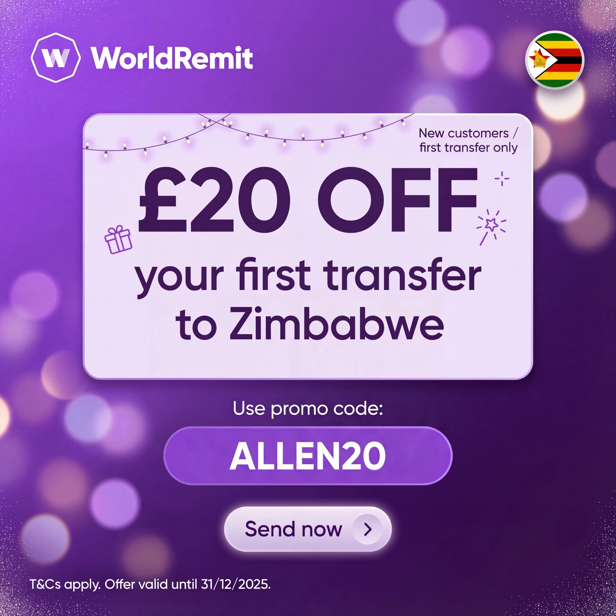 Allen - Send money home with WorldRemit this December and enjoy £20 OFF ...