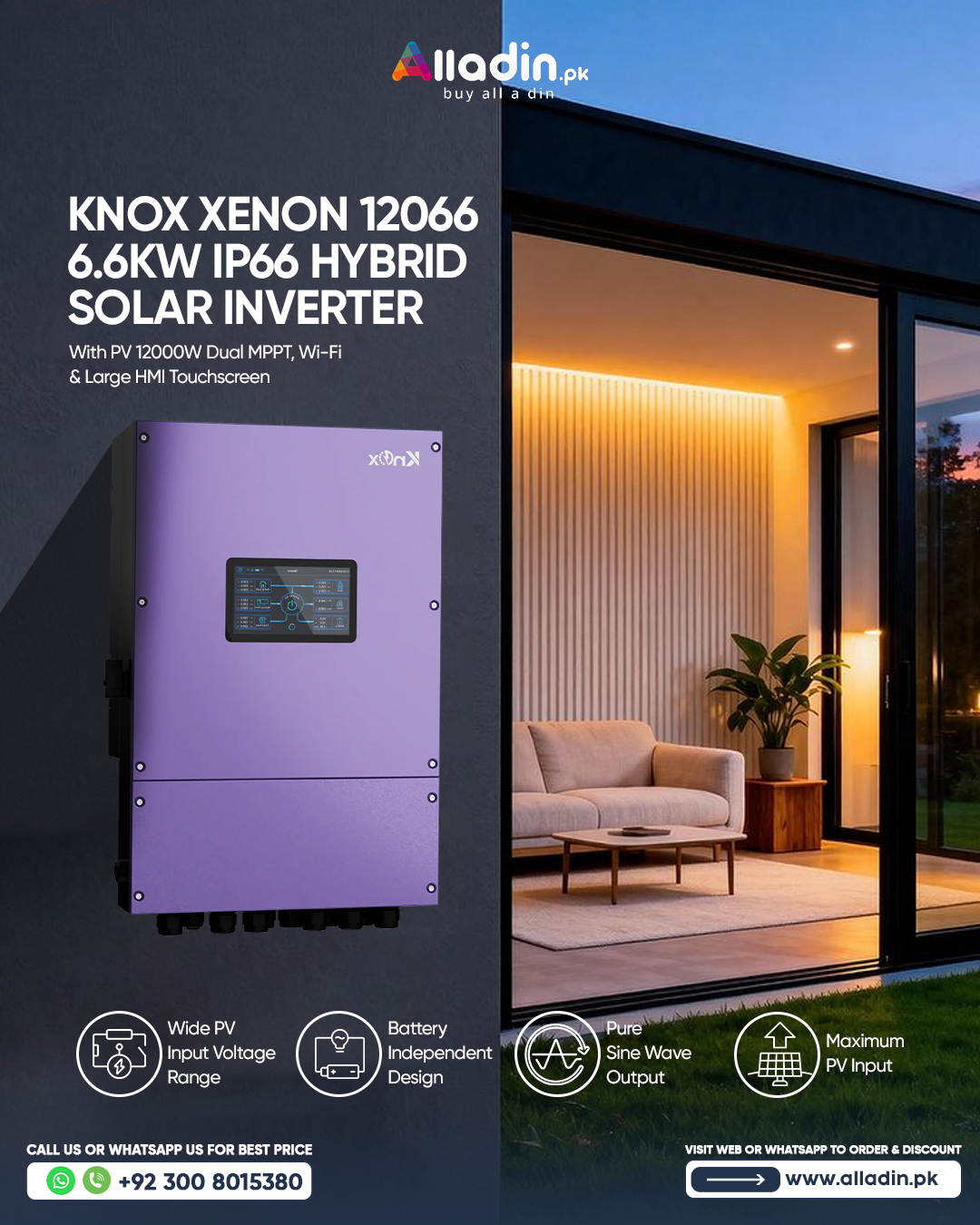 ΚΝΟΧ ΧΕΝΟΝ 12066 6.6KW IP66 HYBRID SOLAR INVERTER With PV 12000W