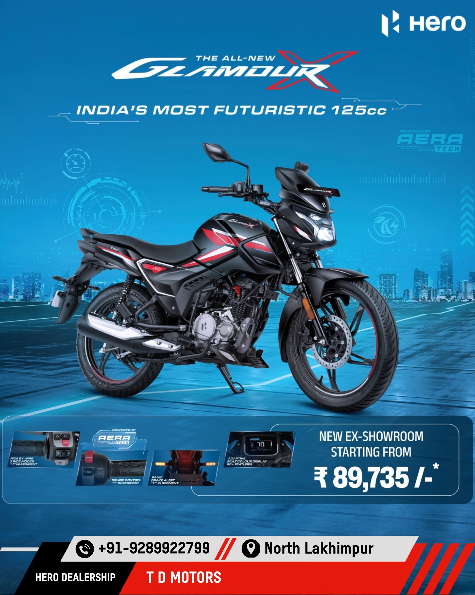 Hero Glamour X with Aera Tech features starting at ₹89,735