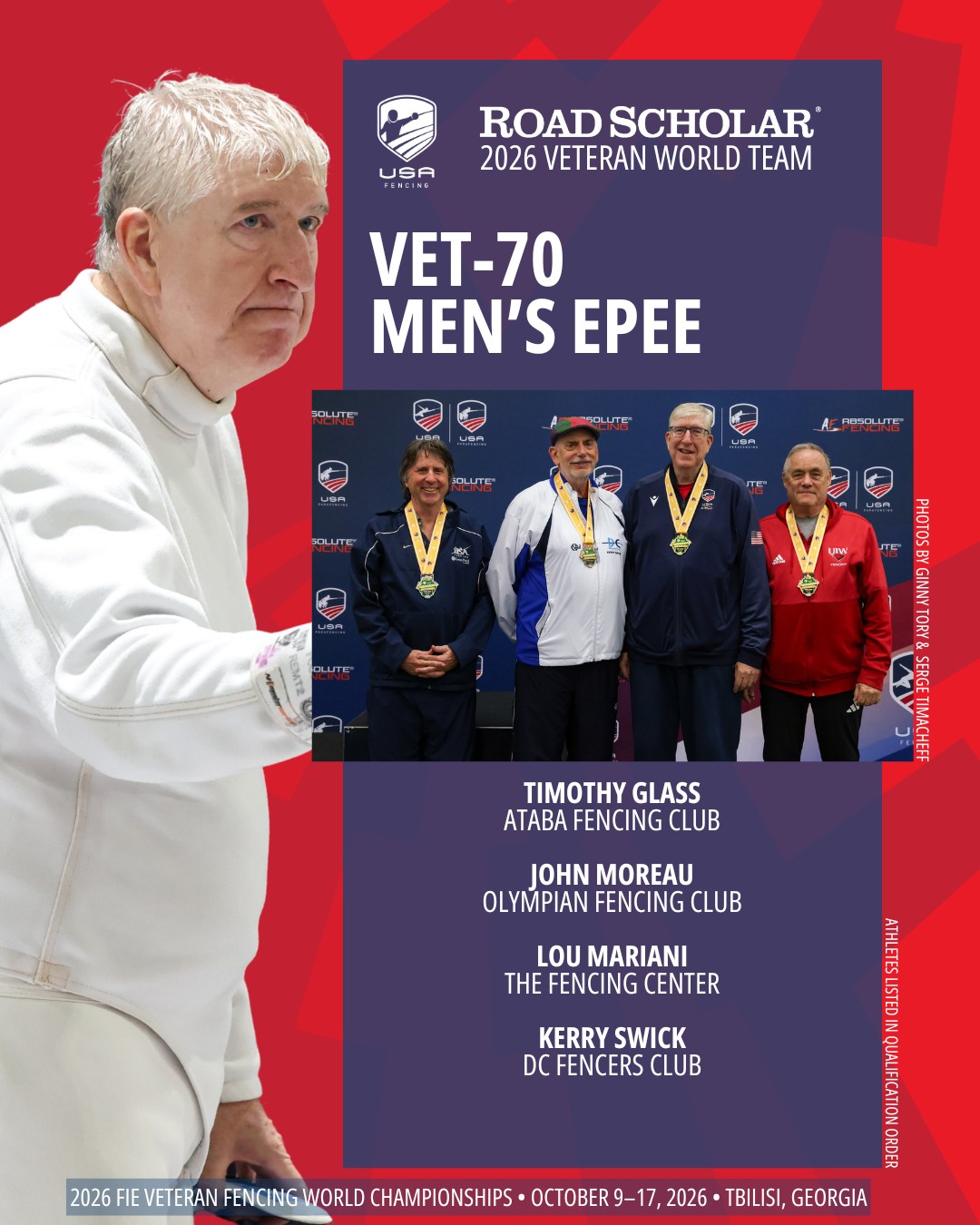 Meet your 2026 Veteran Men's Épée Road Scholar World Championship