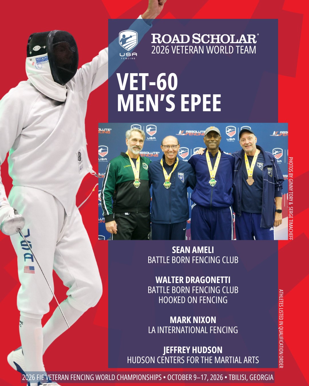 Meet your 2026 Veteran Men's Épée Road Scholar World Championship