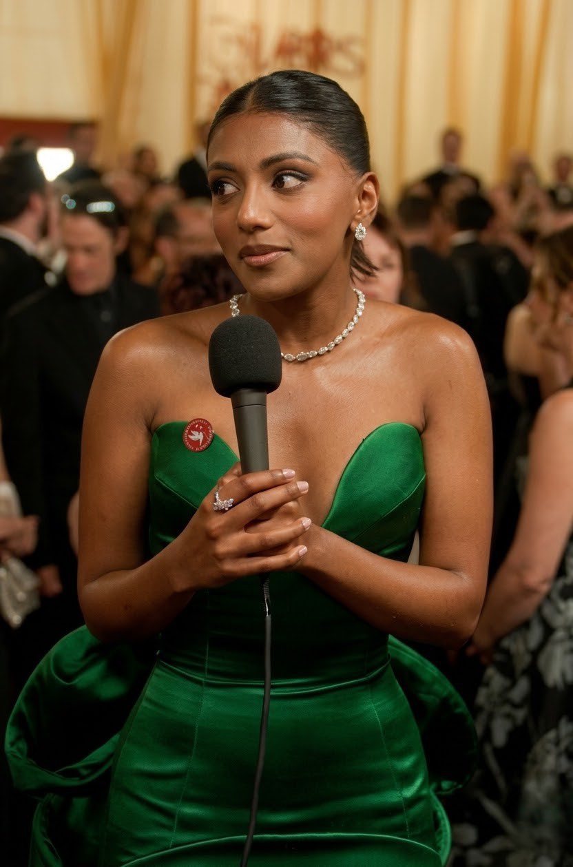 green oscars dress Charitra stuns in emerald gown at boucle-knit-1393