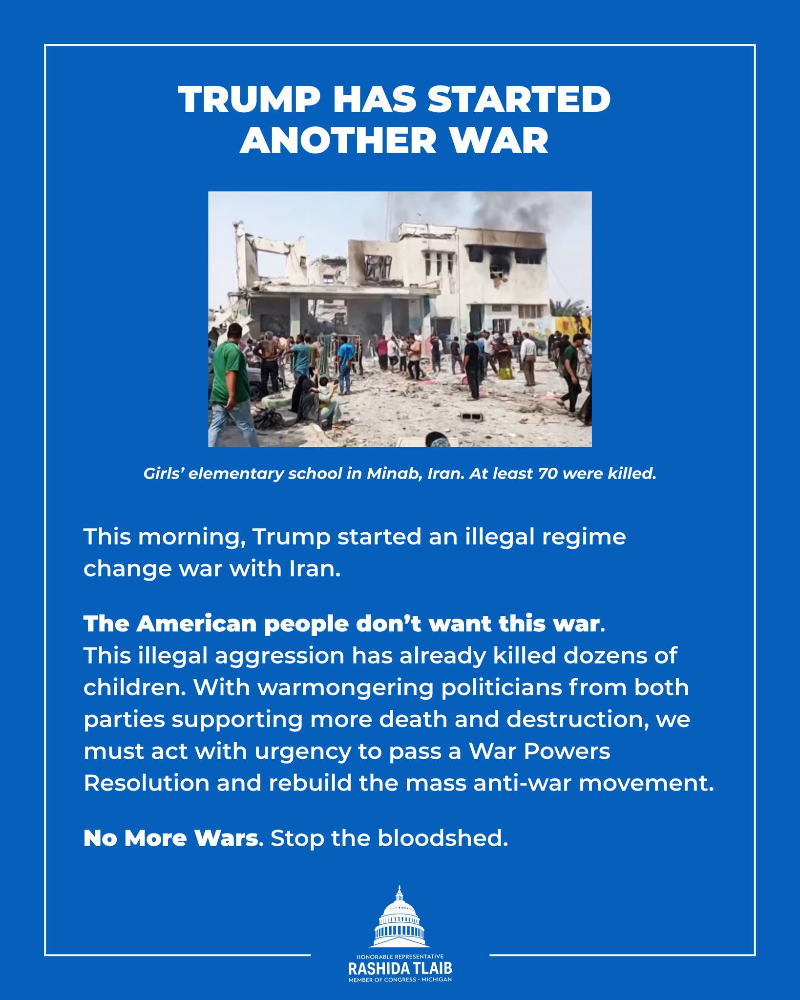 Rashida Tlaib - Trump’s illegal regime change war with... | Facebook