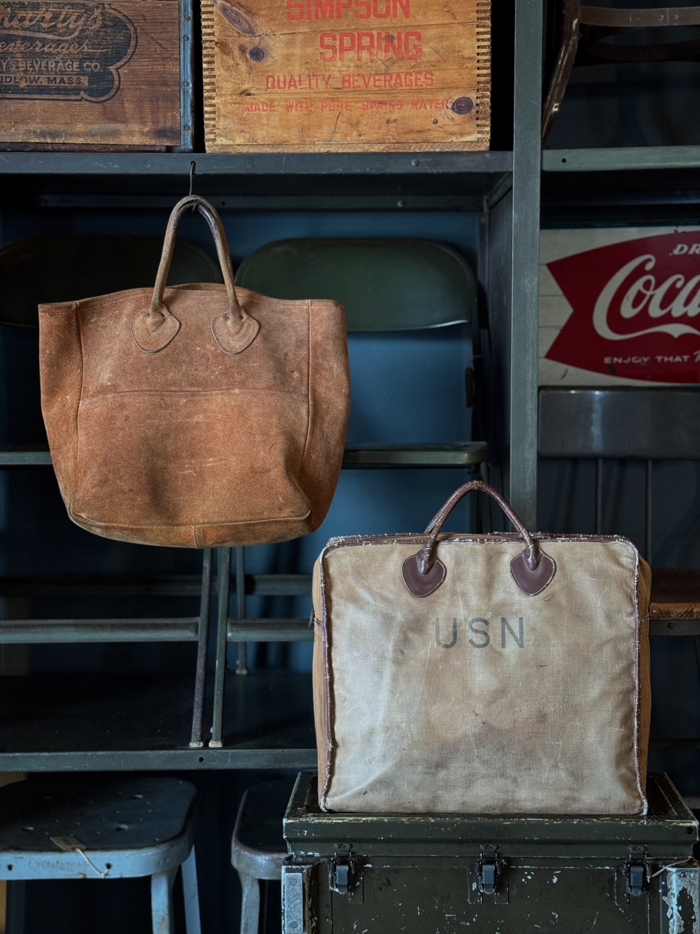 80s L.L. Bean Suede Tote 1940s U.S. NAVY Officer Bag By L.L. Bean 