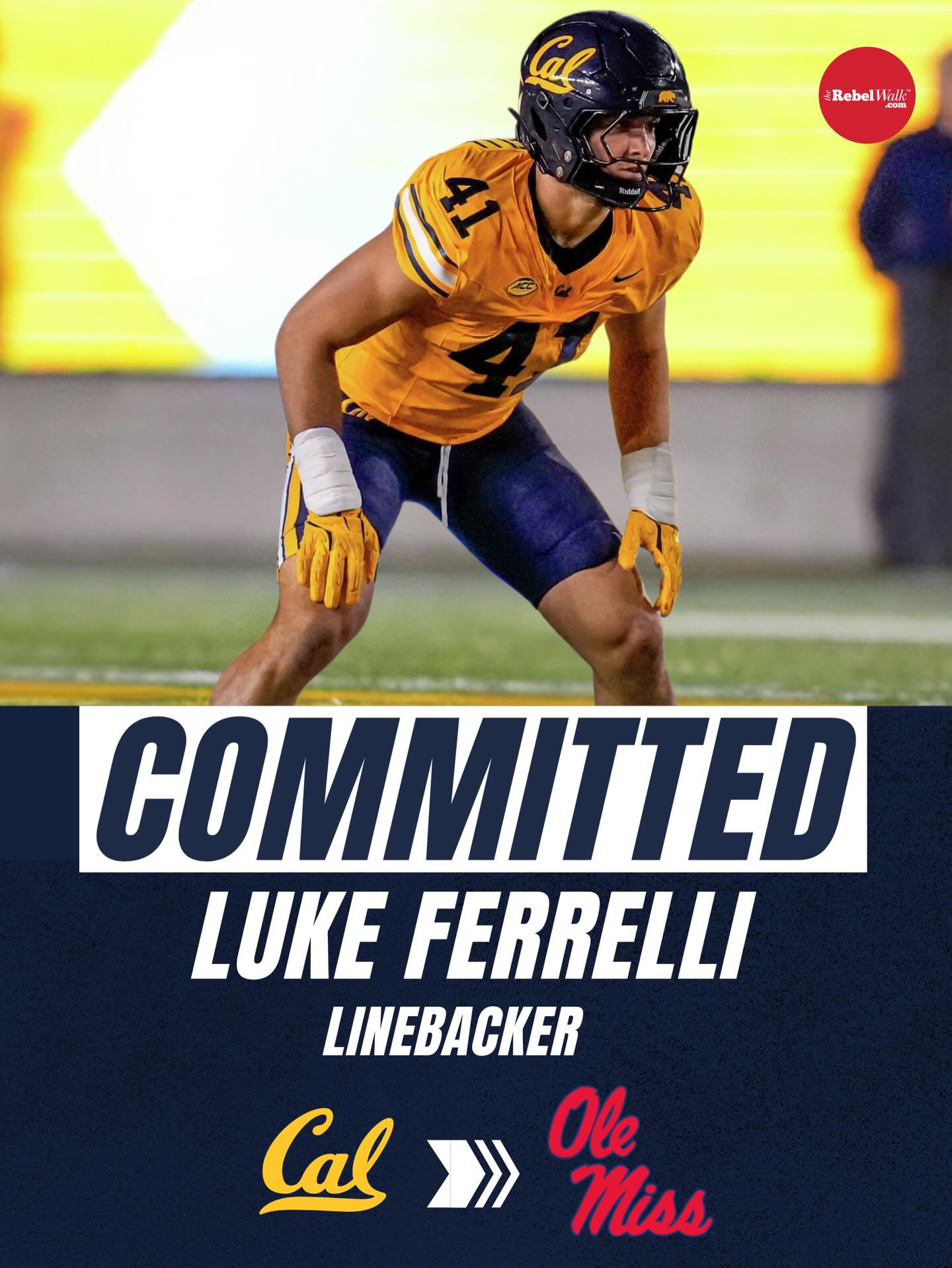 Former California linebacker Luke Ferrelli has flipped his 