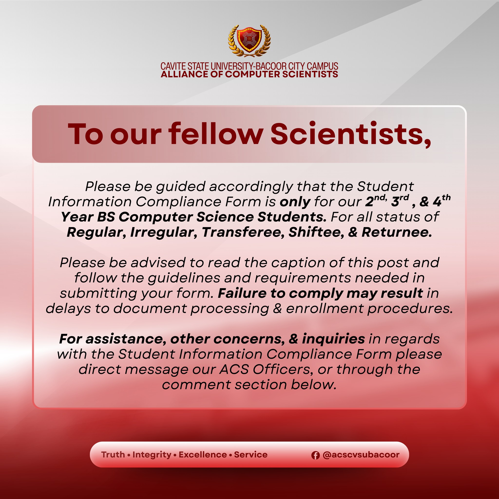 CvSU Bacoor... - CvSU Bacoor - Alliance of Computer Scientist