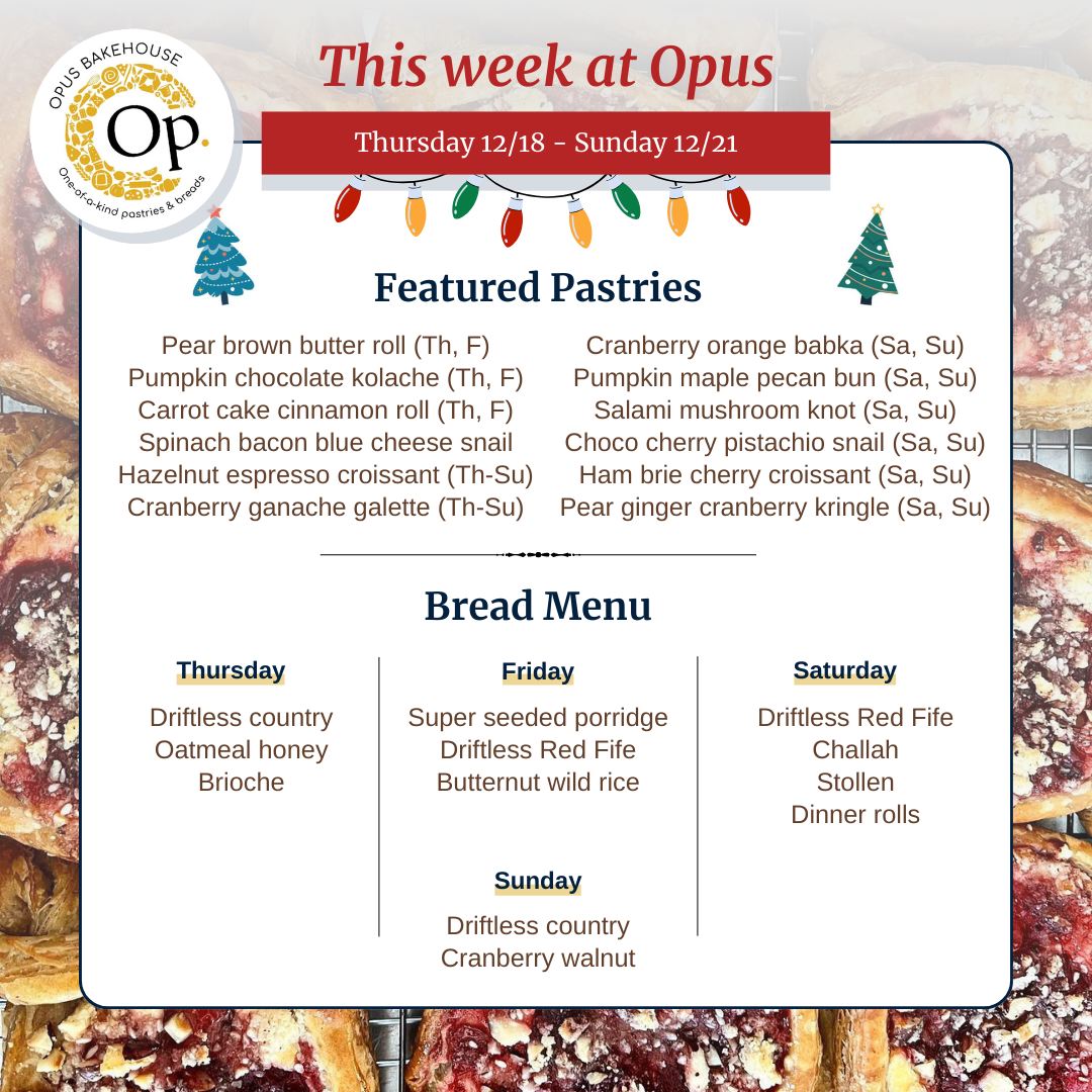 OPUS - Our pastry cases are going to be loaded this week! Don't forget ...