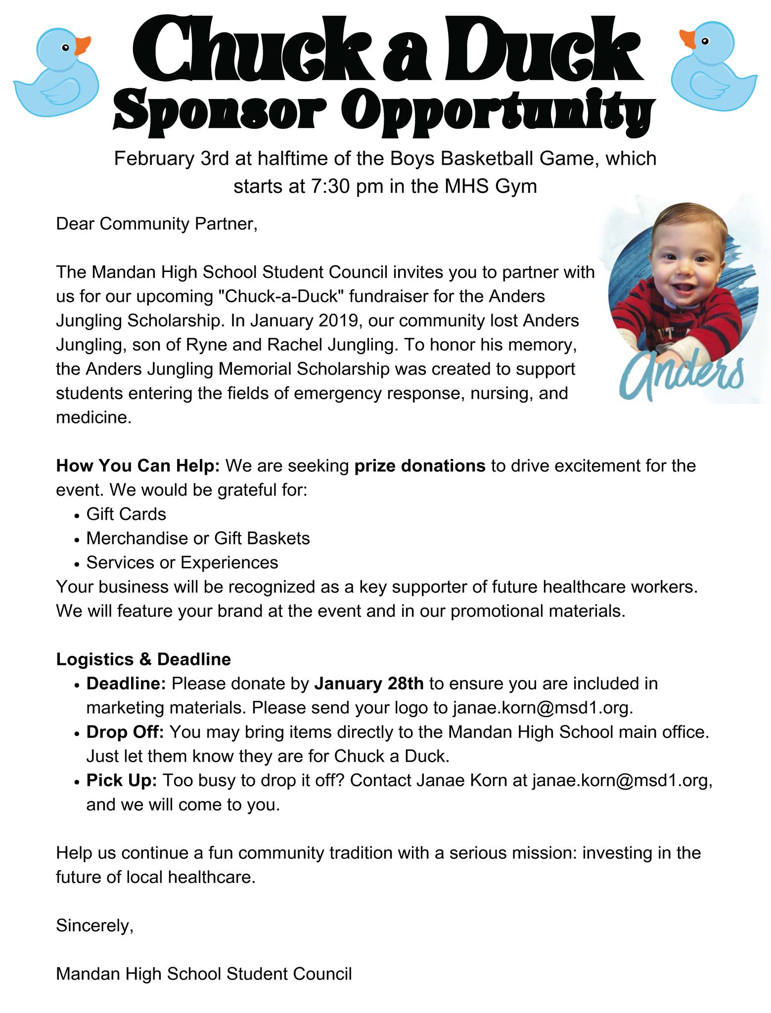 Mandan - 📣 Chuck-a-Duck Sponsorship Opportunity 📣 The annual MHS ...