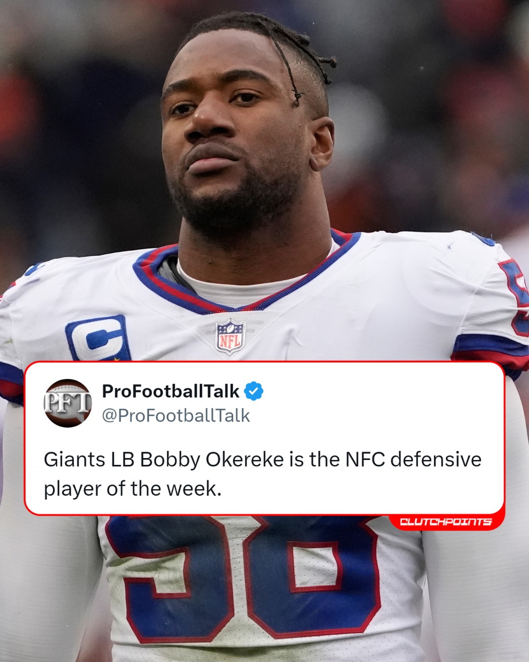 Giants Nation - Bobby Okereke is the NFC Defensive Player... | Facebook